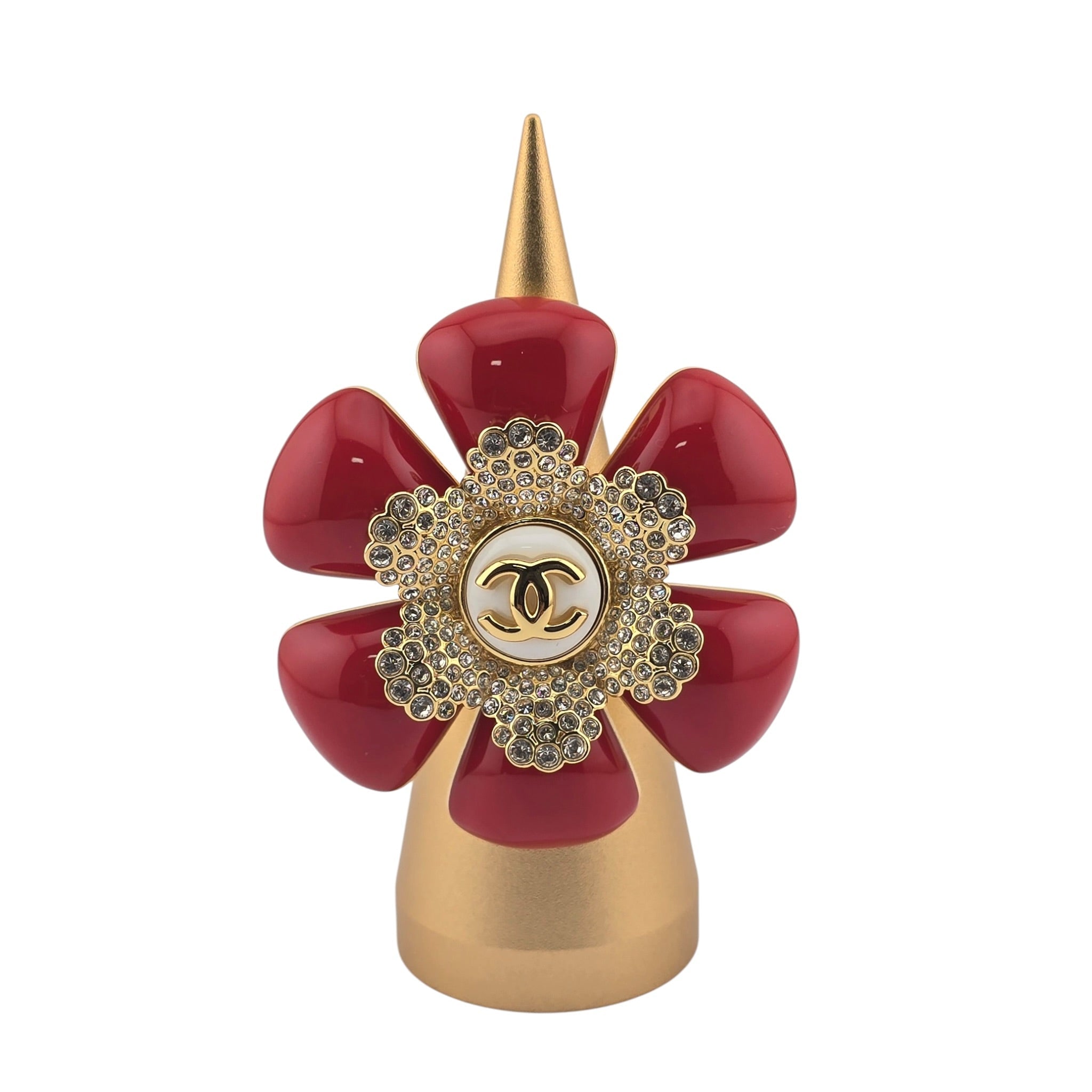 Chanel CC Red Camellia Ring 26SS CHANEL