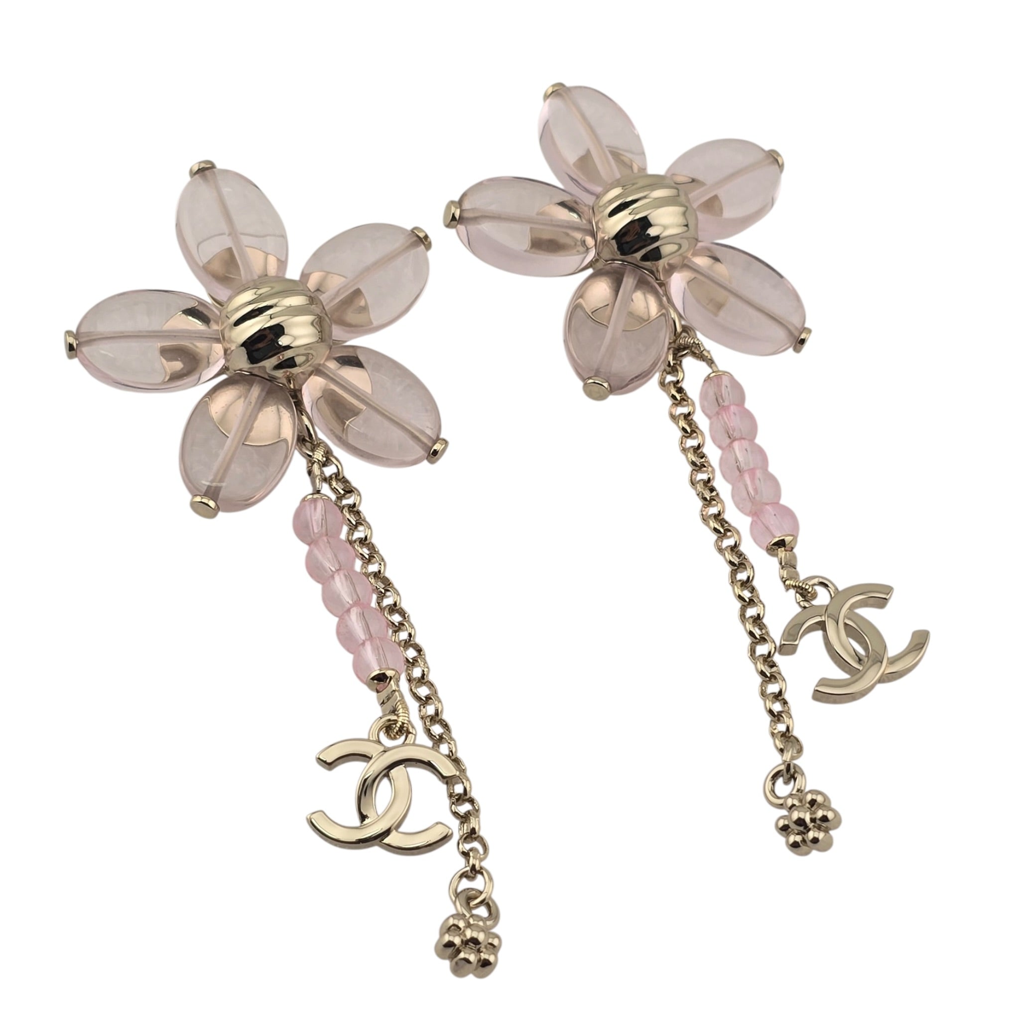Chanel CC Pink Resin Floral Earrings 2026 CHANEL
