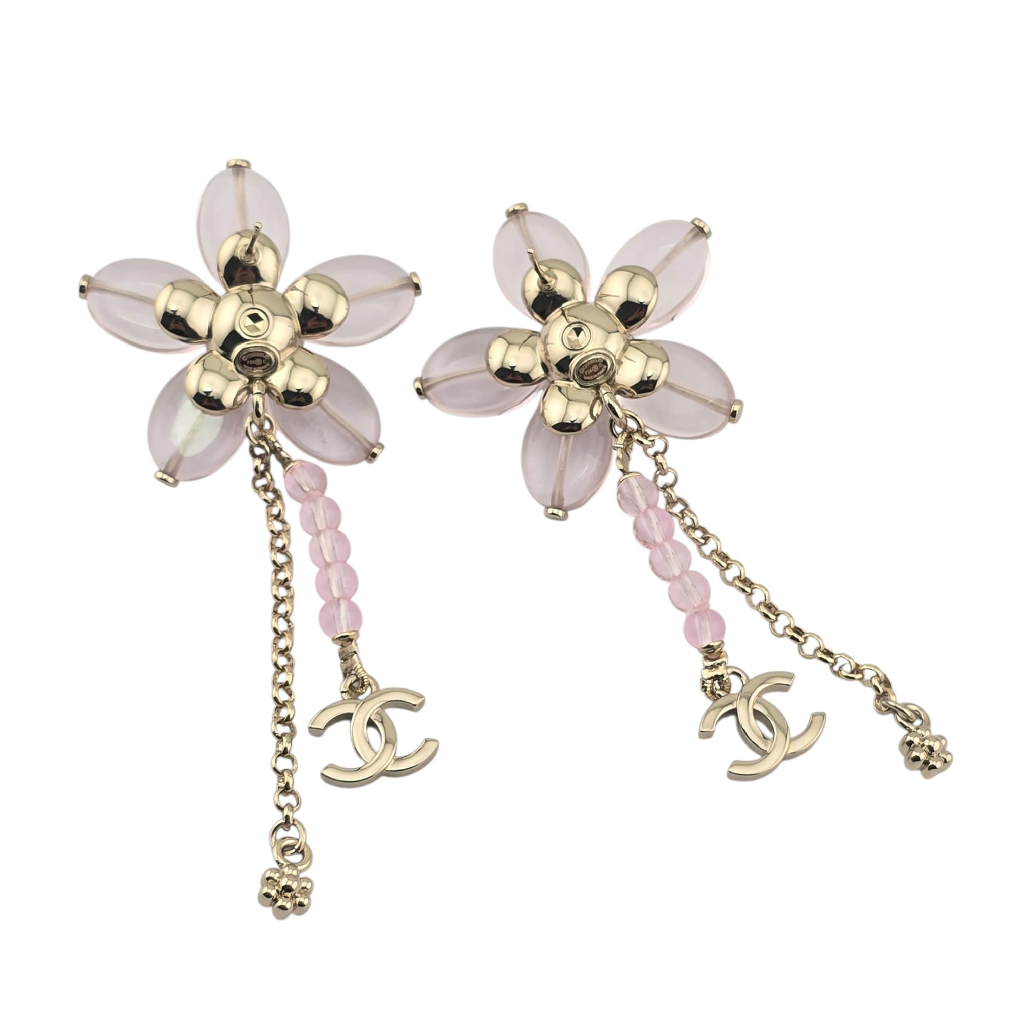 Chanel CC Pink Resin Floral Earrings 2026 CHANEL