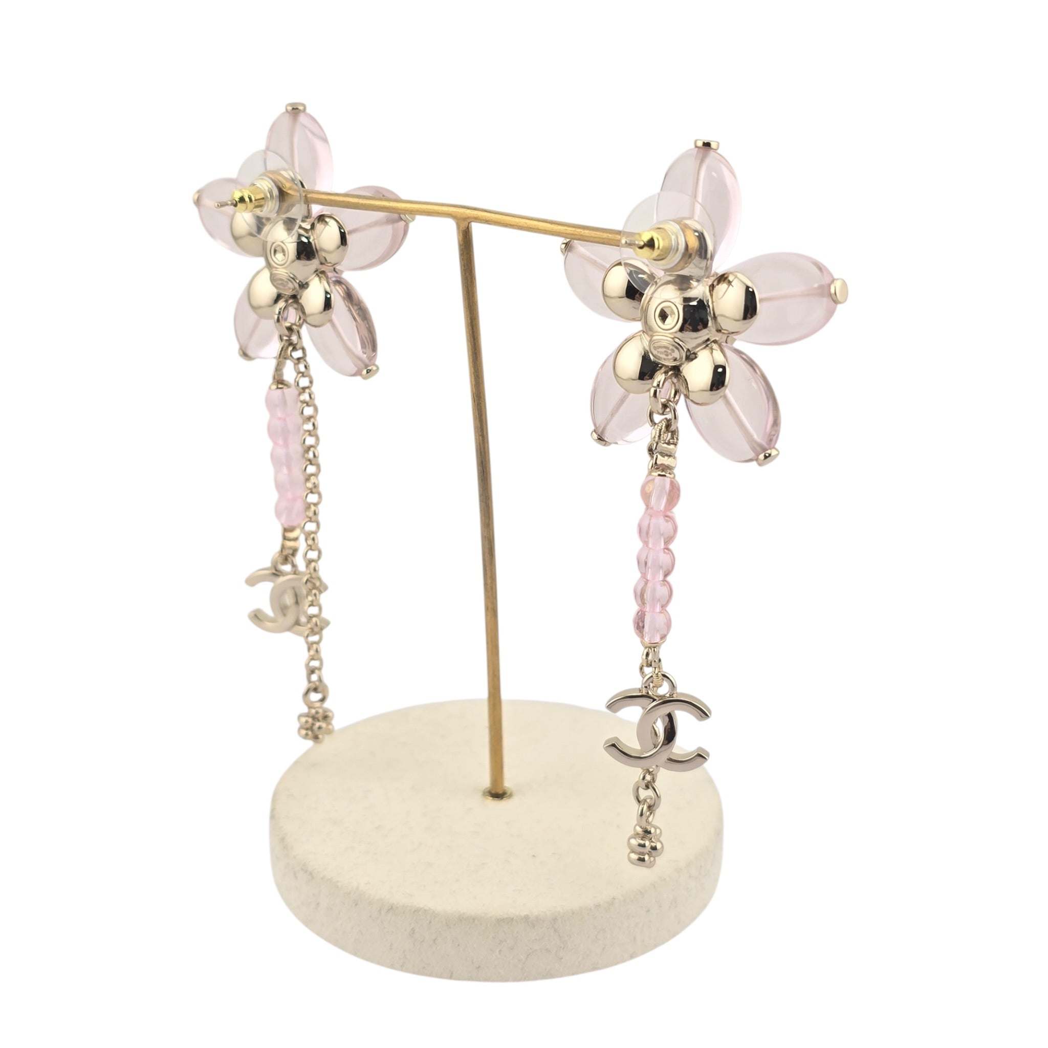 Chanel CC Pink Resin Floral Earrings 2026 CHANEL