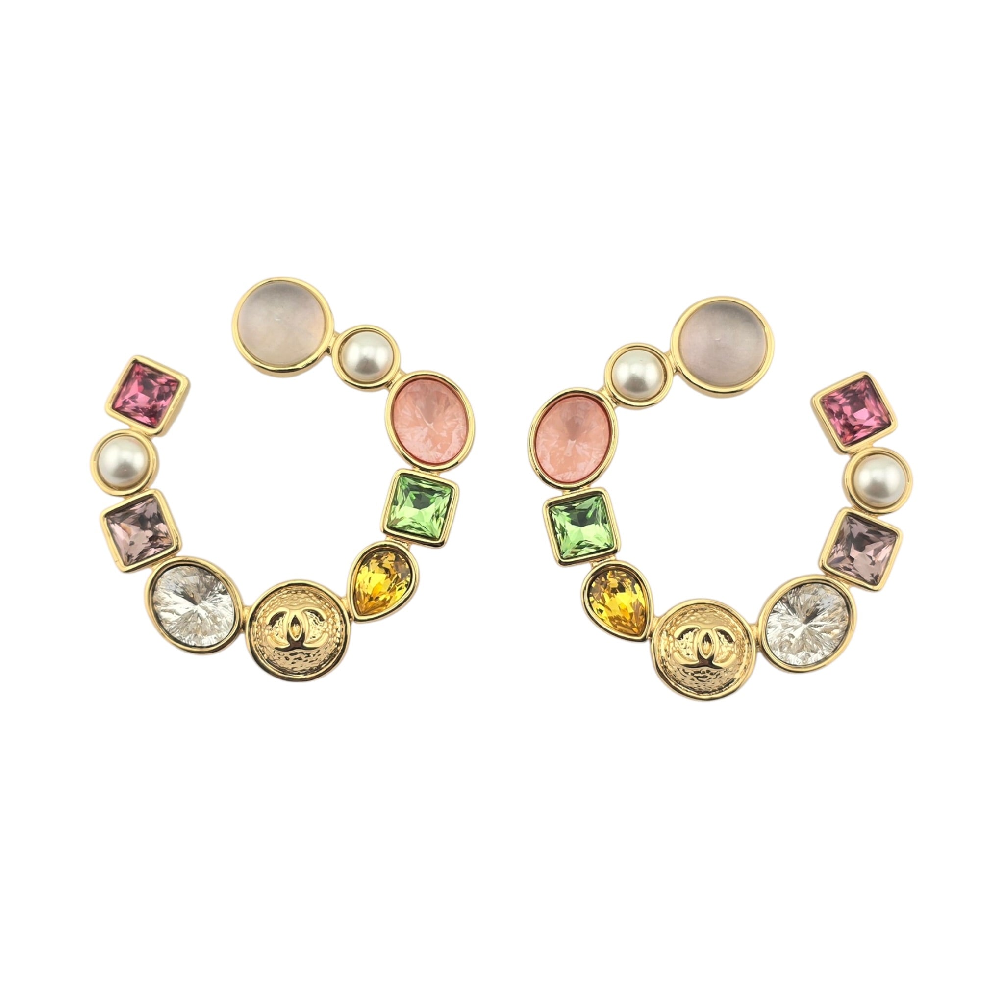Chanel CC Gold Hoop Multicoloured Earrings 2026 CHANEL