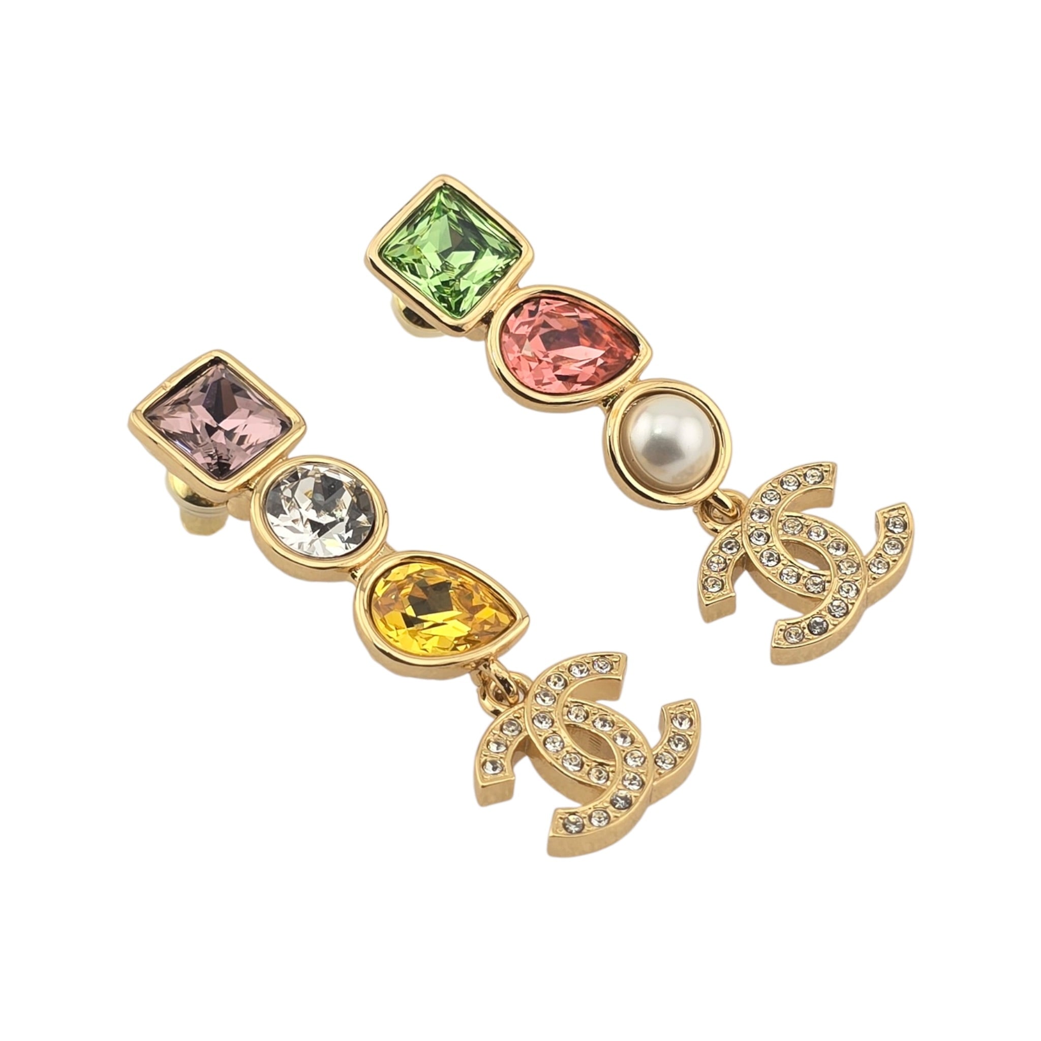 Chanel CC Gold Drop Multicoloured Earrings 2026 CHANEL