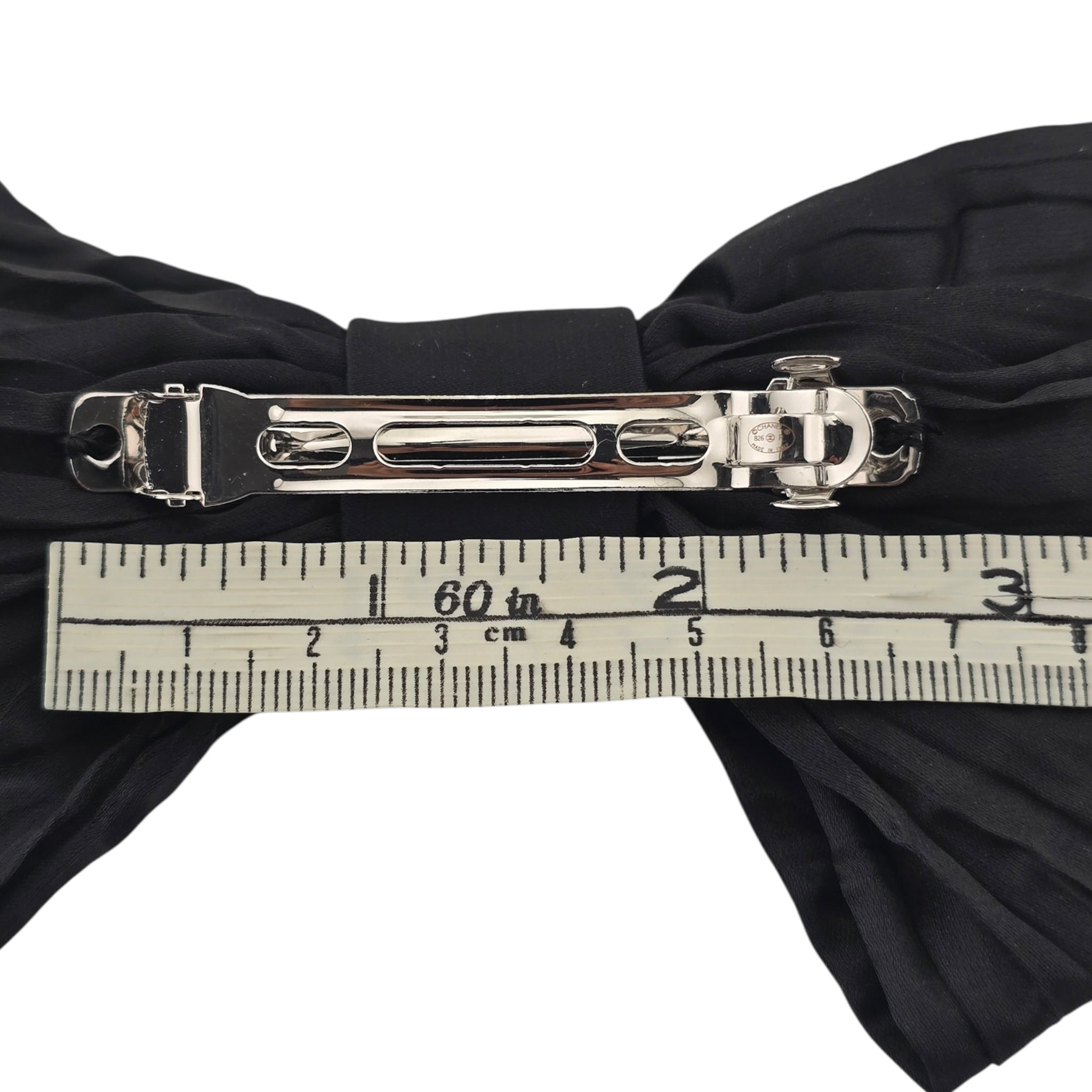 Chanel CC Silk Hair Barrette Bow Clip Black Gold CHANEL
