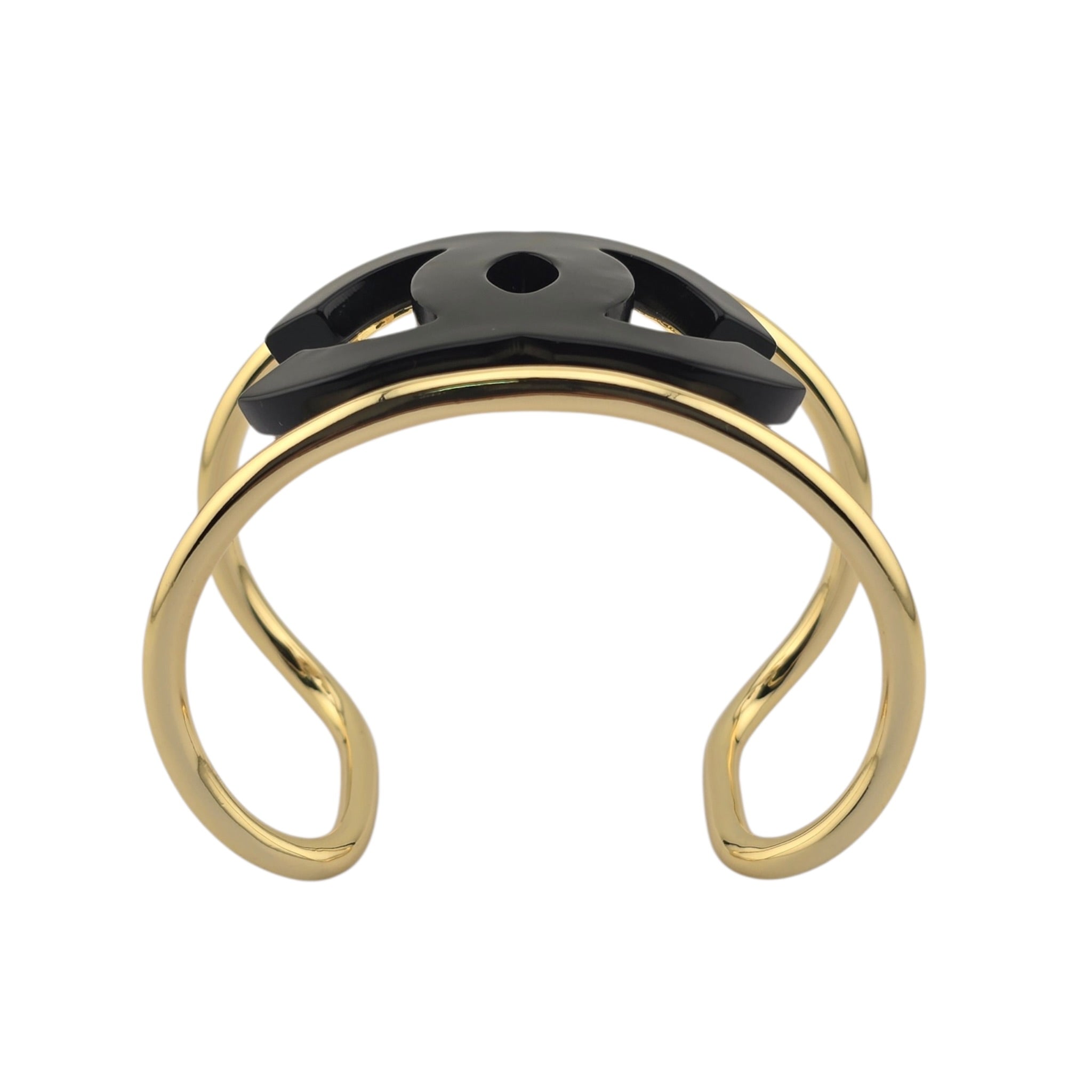Chanel CC Black/Gold Cuff Bracelet 2024 CHANEL
