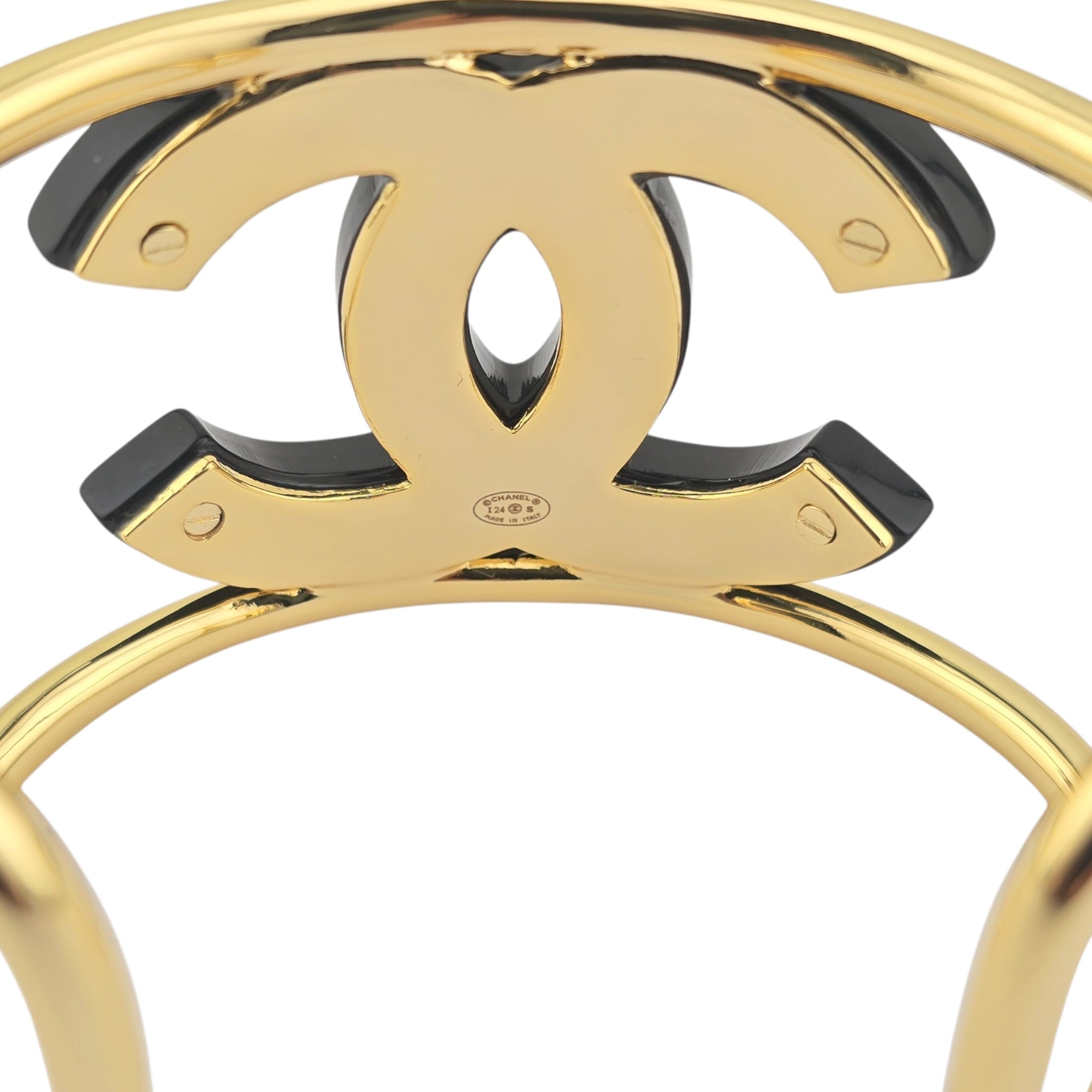 Chanel CC Black/Gold Cuff Bracelet 2024 CHANEL