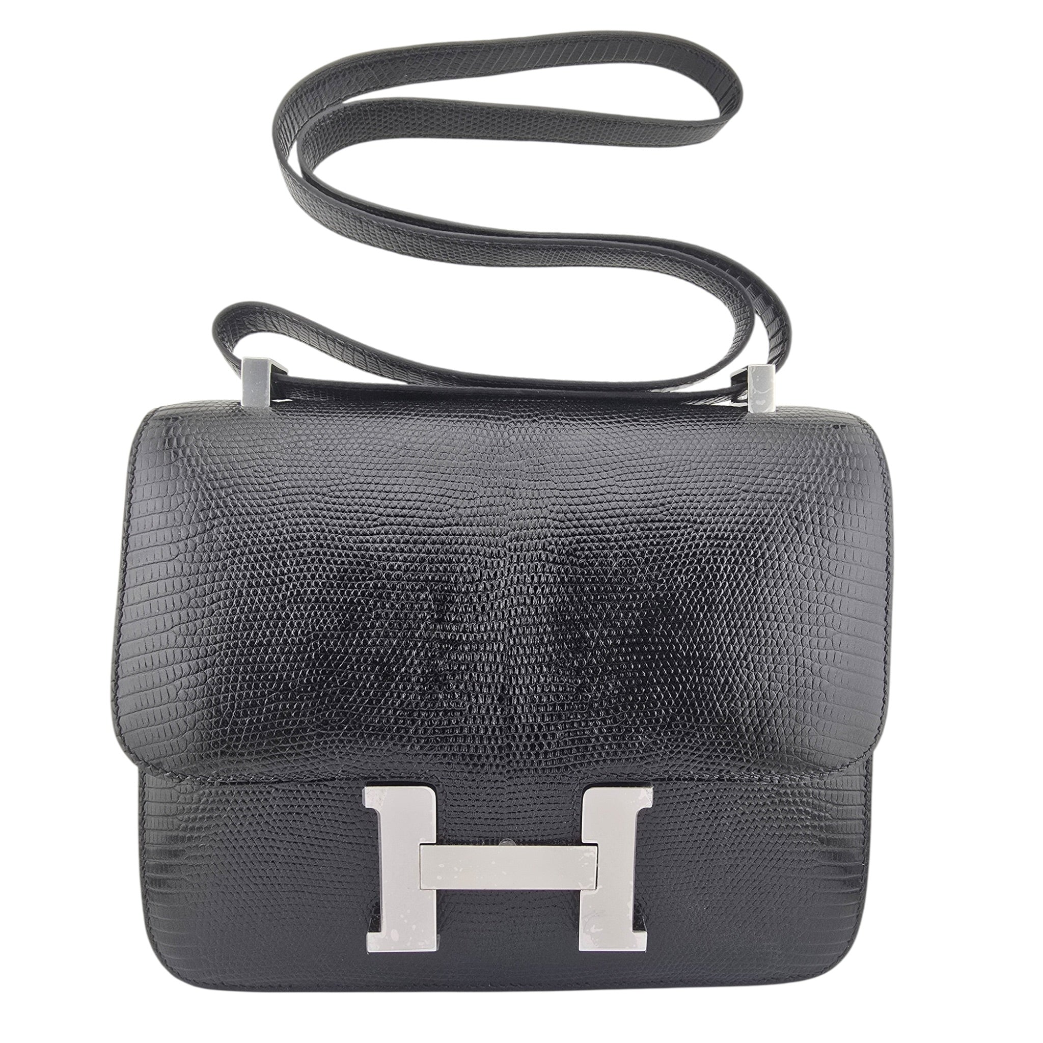Hermès Constance 24 Noir Lizard Niloticus Palladium Hardware HERMES