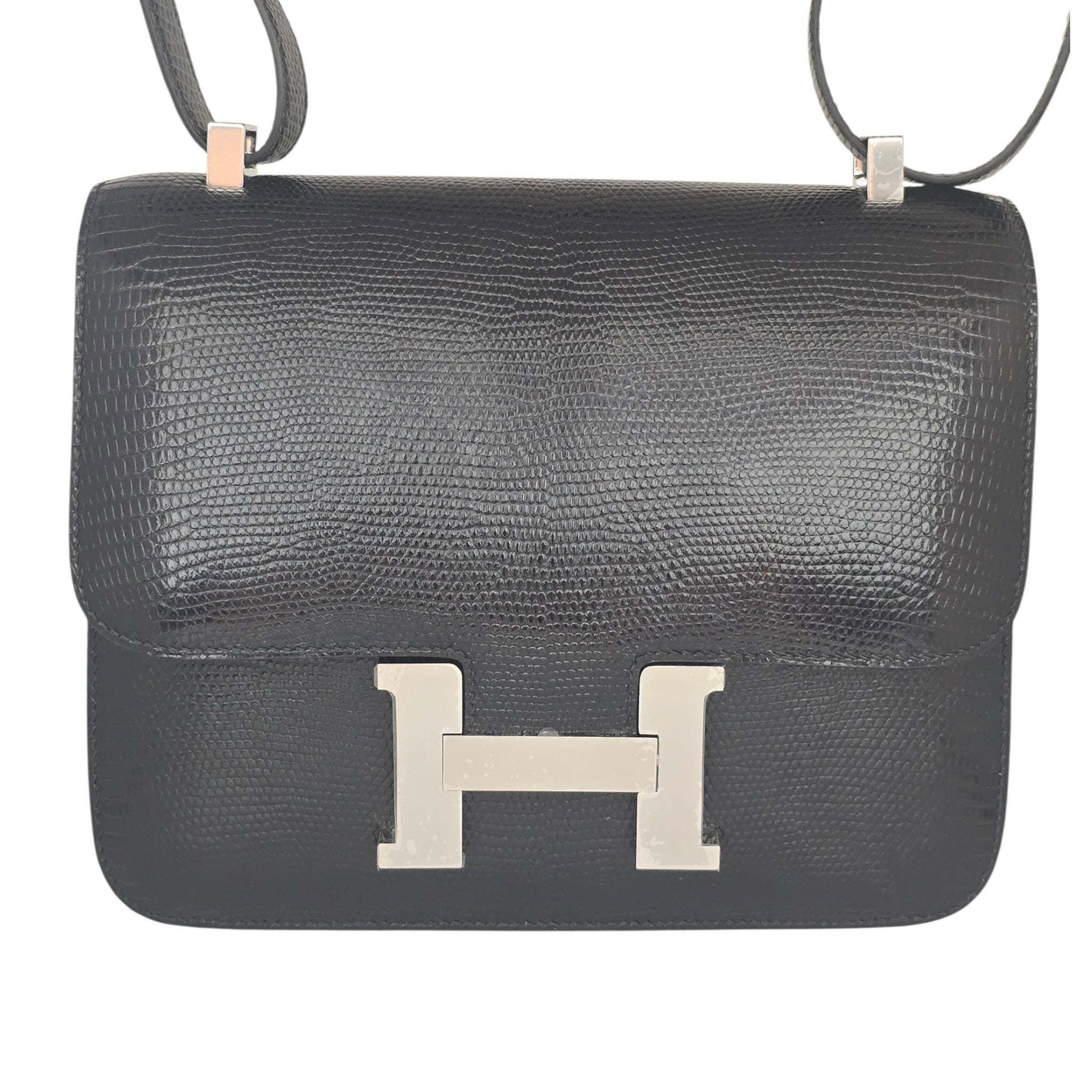 Hermès Constance 24 Noir Lizard Niloticus Palladium Hardware HERMES