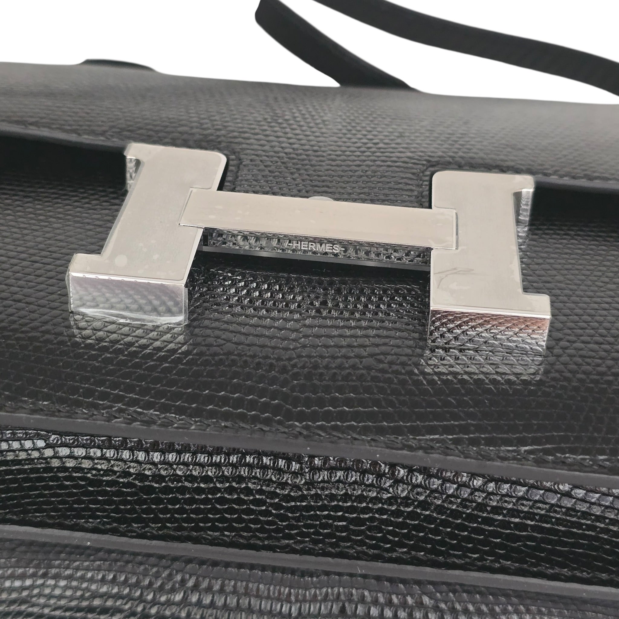 Hermès Constance 24 Noir Lizard Niloticus Palladium Hardware HERMES