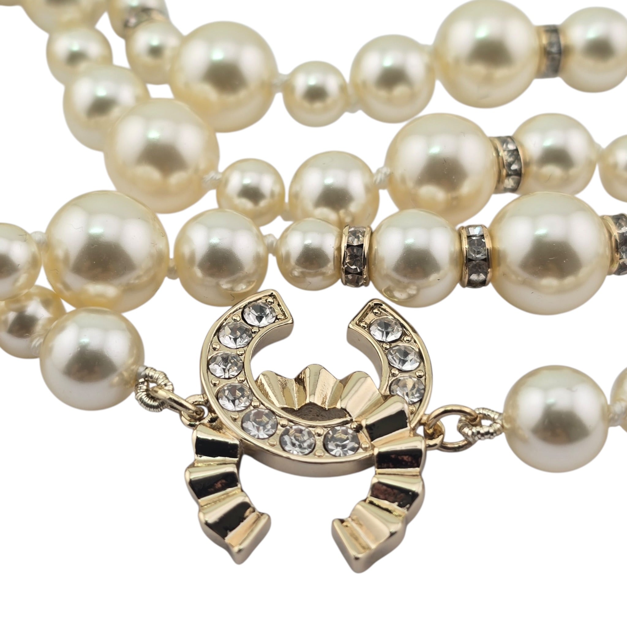 Chanel CC Faux Pearl Crystal Long Necklace 2024 CHANEL