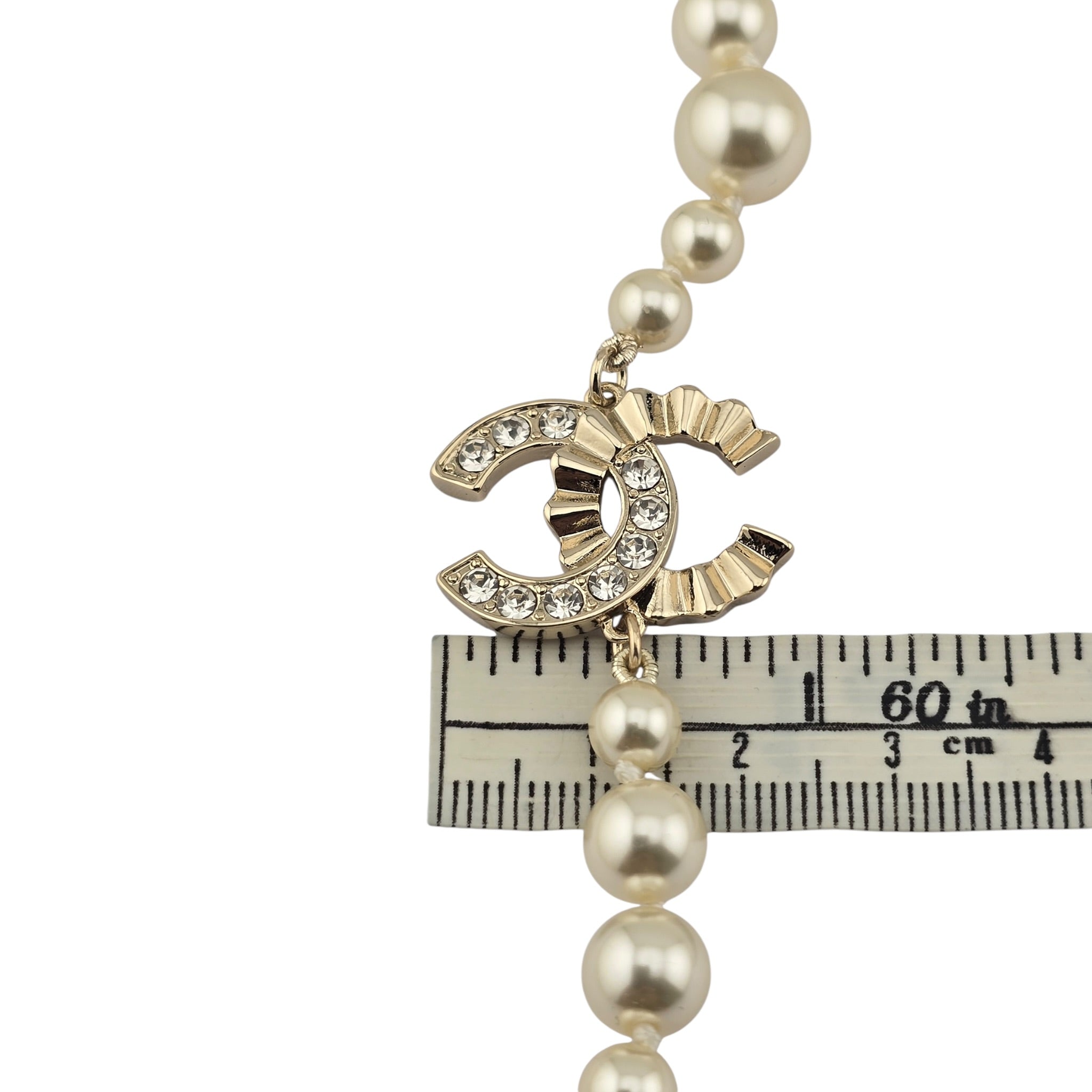 Chanel CC Faux Pearl Crystal Long Necklace 2024 CHANEL