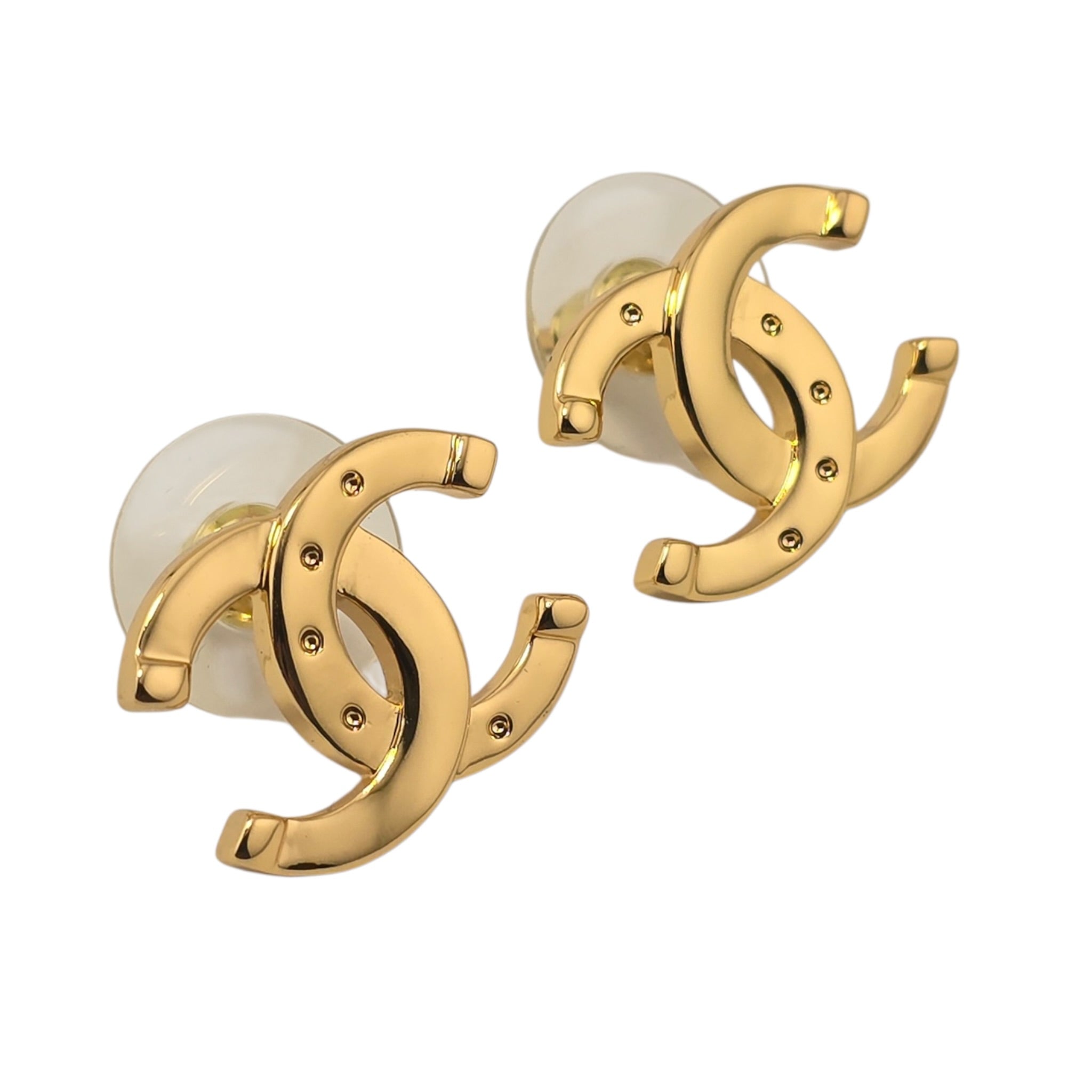 Chanel CC Gold Stud Earrings 2025 CHANEL