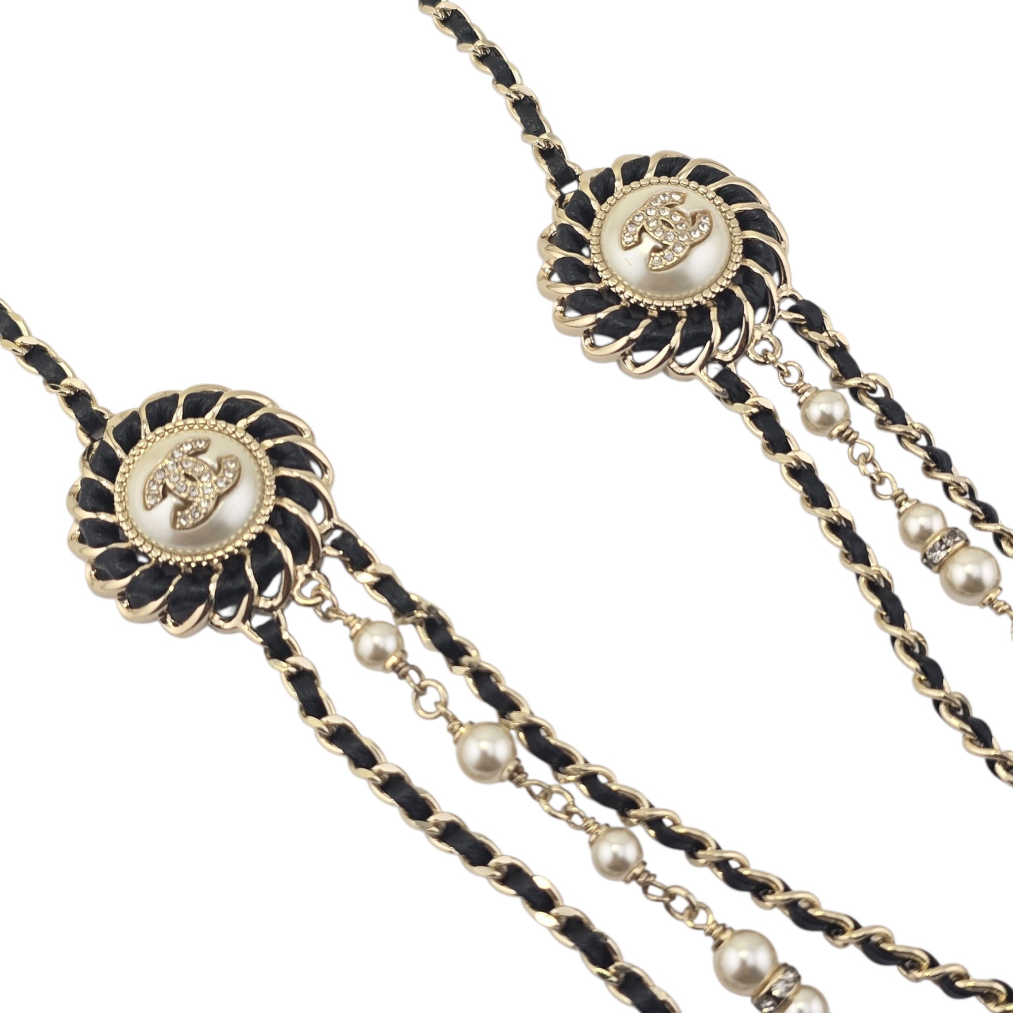 Chanel CC Faux Pearl Crystal Long Necklace 2021 CHANEL