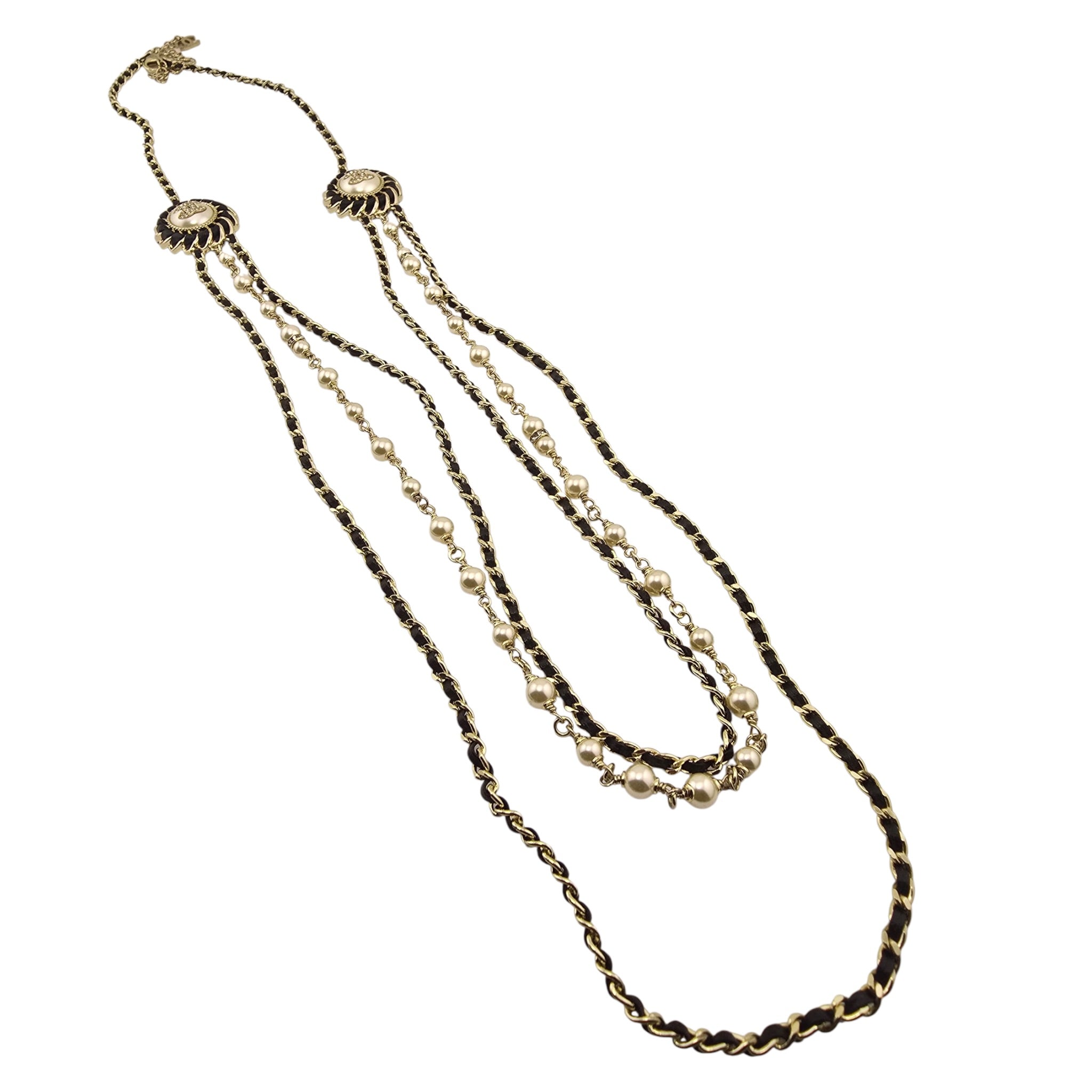 Chanel CC Faux Pearl Crystal Long Necklace 2021 CHANEL
