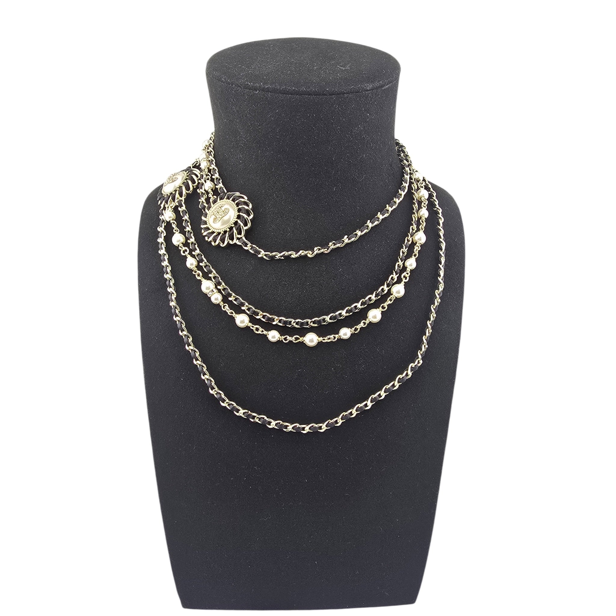 Chanel CC Faux Pearl Crystal Long Necklace 2021 CHANEL