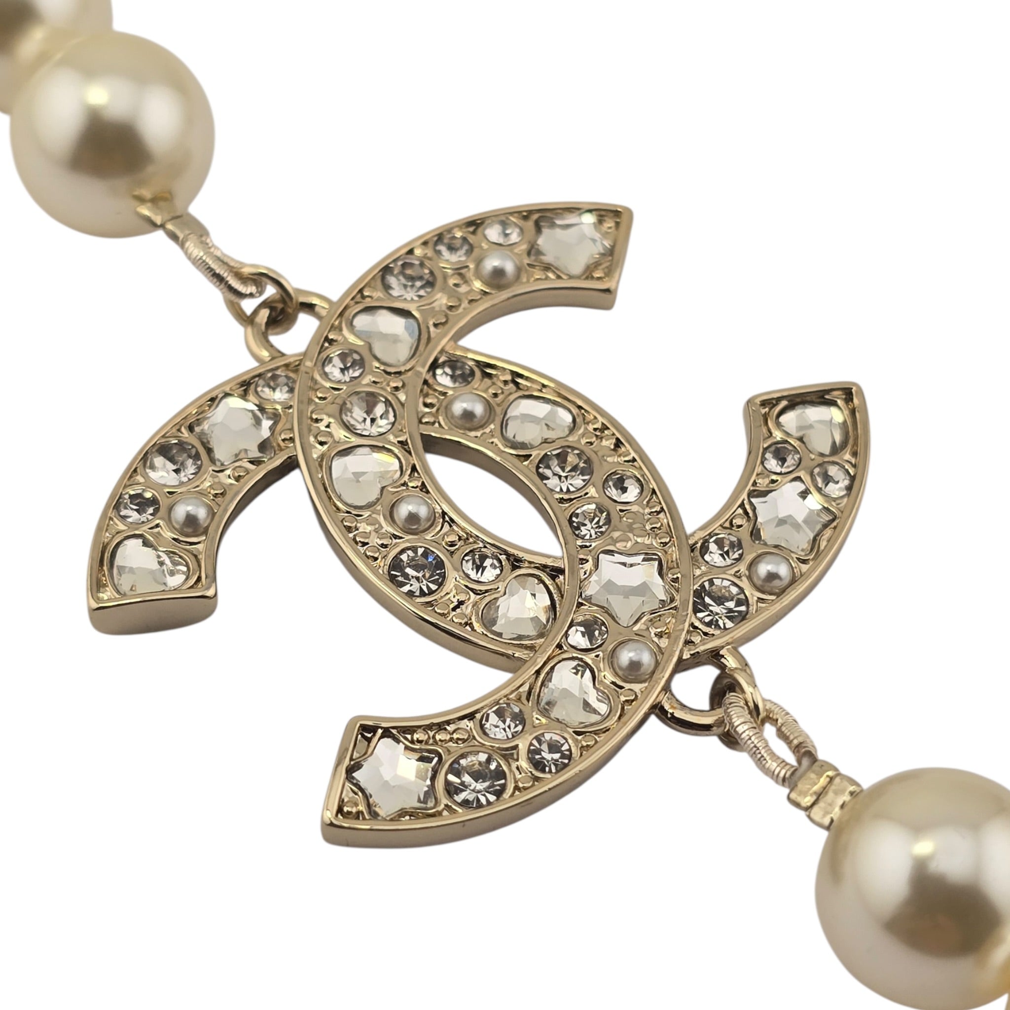 Chanel CC Faux Pearl Crystal Long Necklace 2025 CHANEL