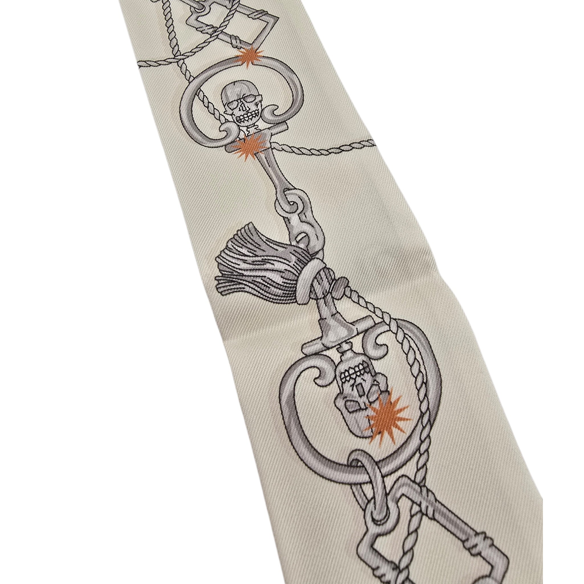 Hermes Silk Twilly C'est la Fete Beige Rose Caramel Whitev HERMES