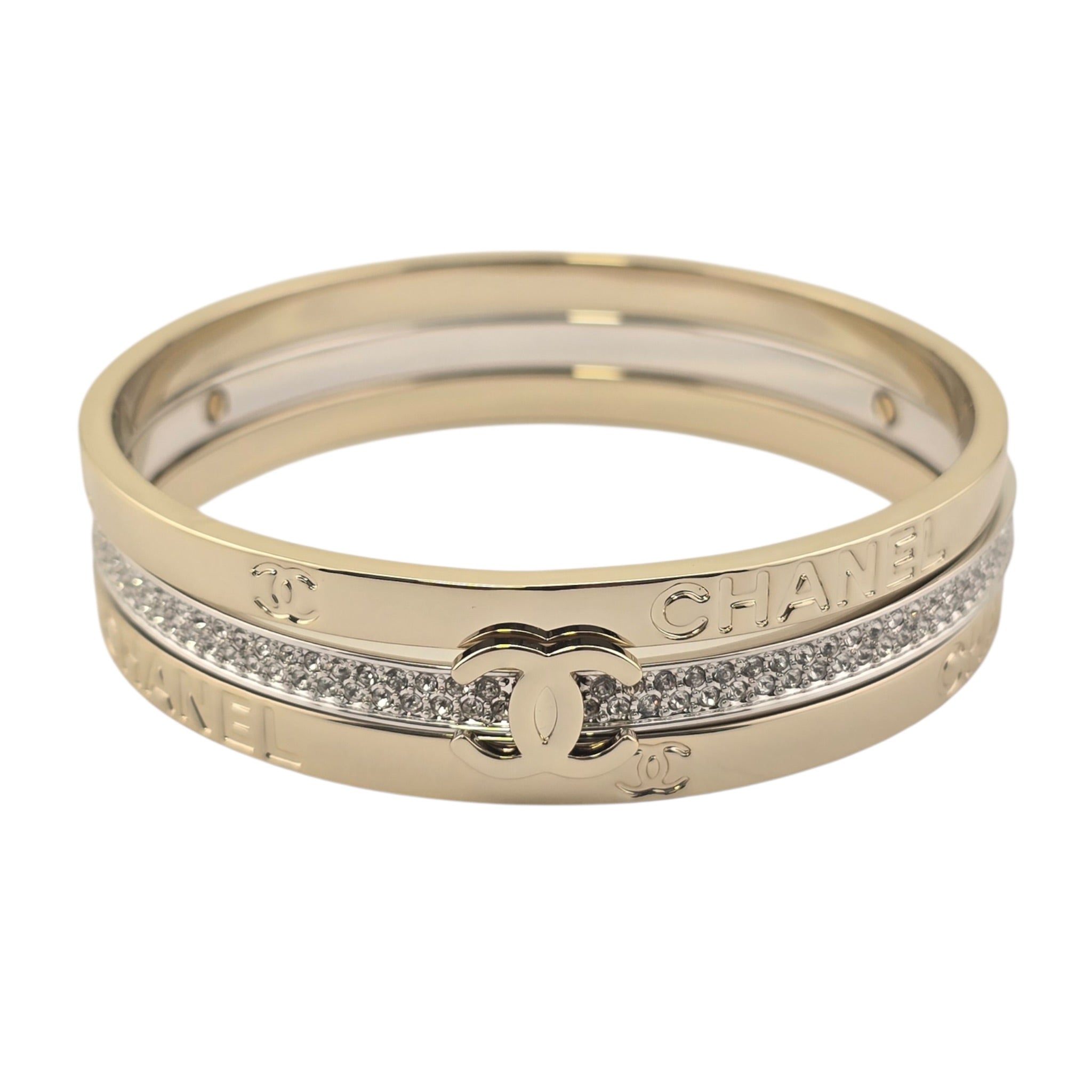 Chanel CC Cuff Bangle Gold Set M 2026 CHANEL