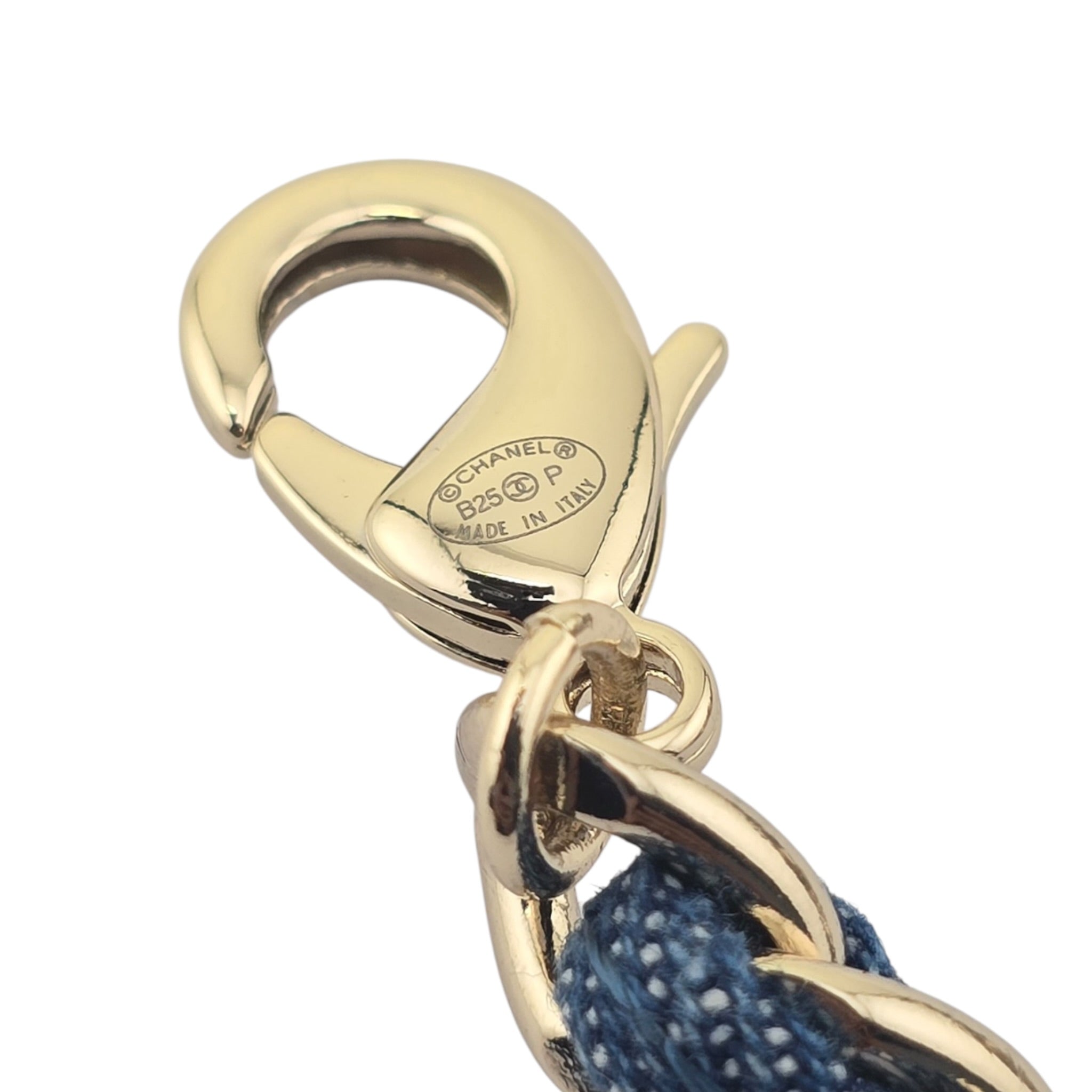 Chanel CC Blue Denim Gold Double Chain Necklace 2025 CHANEL