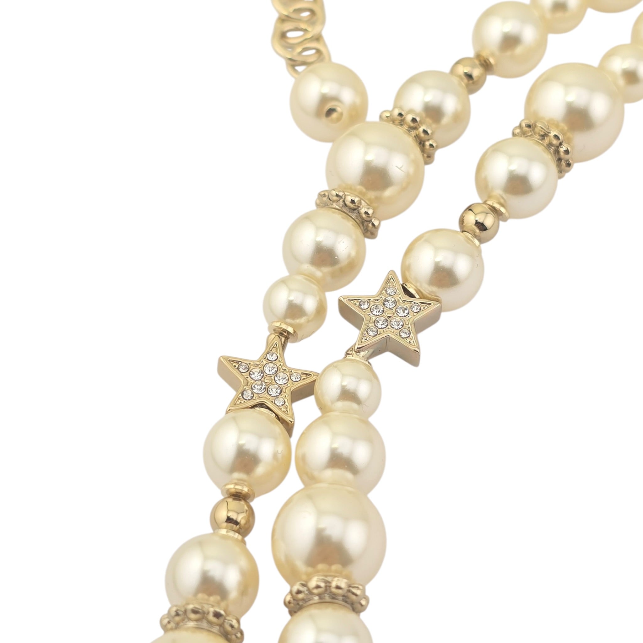 Chanel CC Long Faux Pearl Necklace Star Crystals 2025 CHANEL