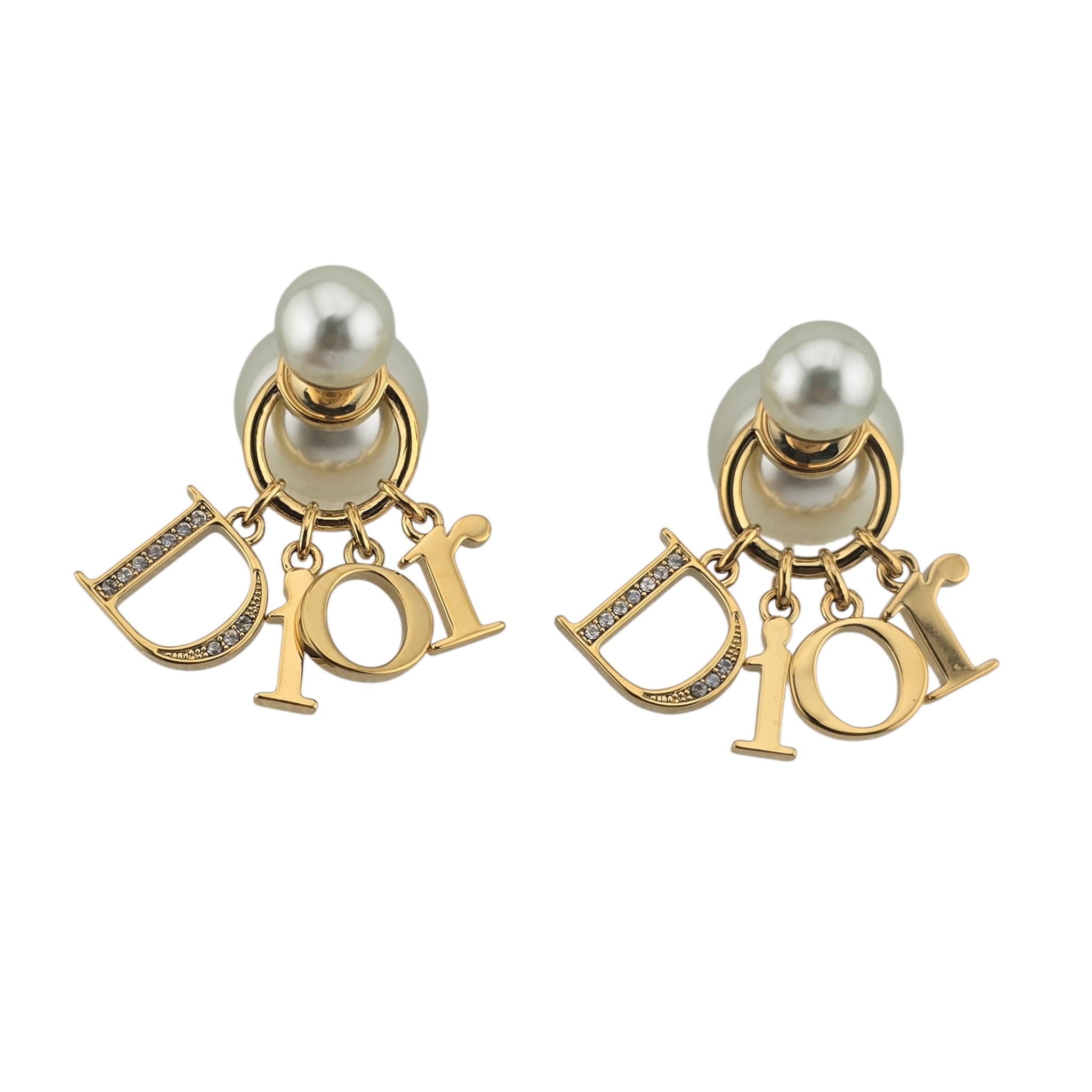 Christian Dior Tribales Faux Pearl Crystal Earrings DIOR
