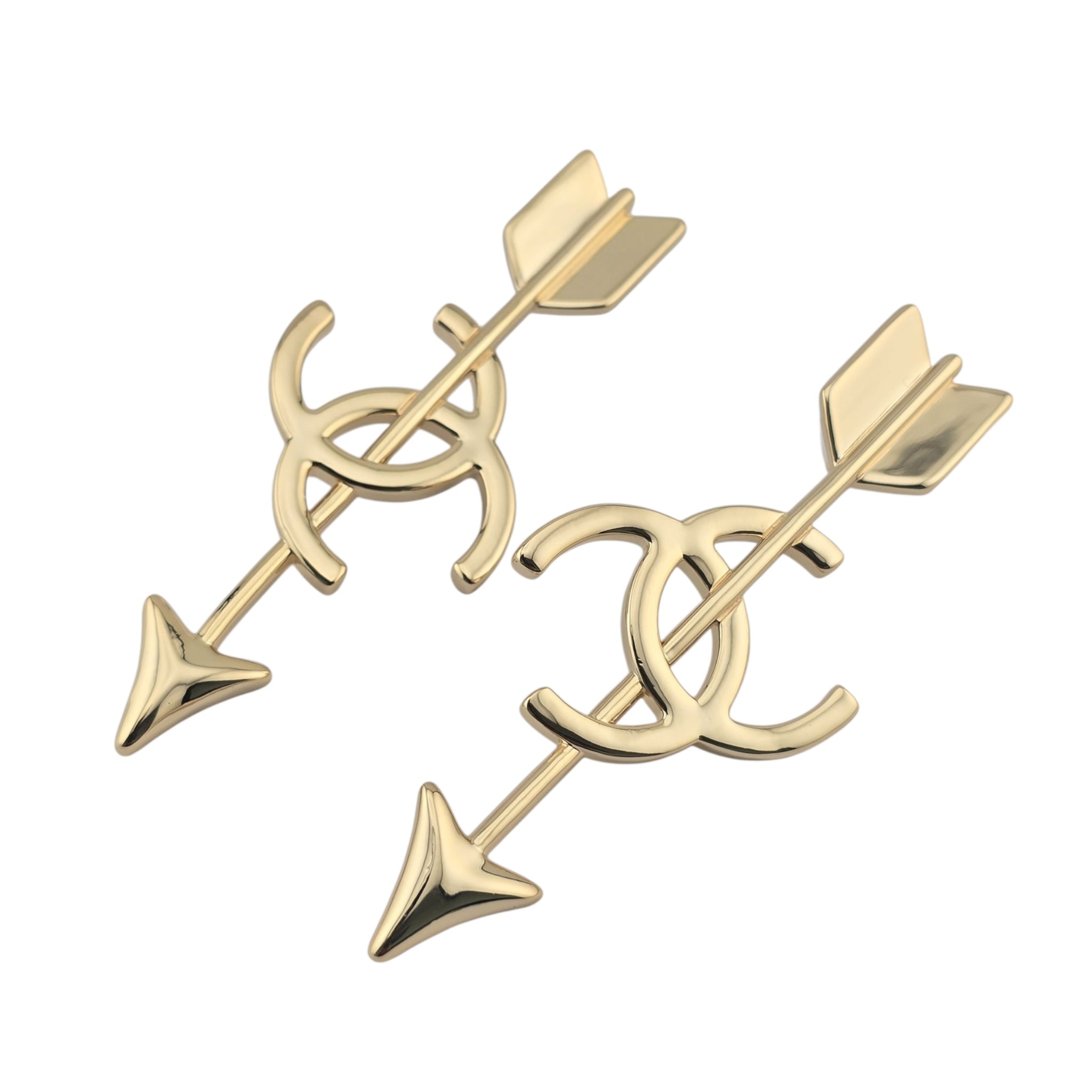 Chanel CC Arrow Large Stud Gold Earrings 2026 SS26