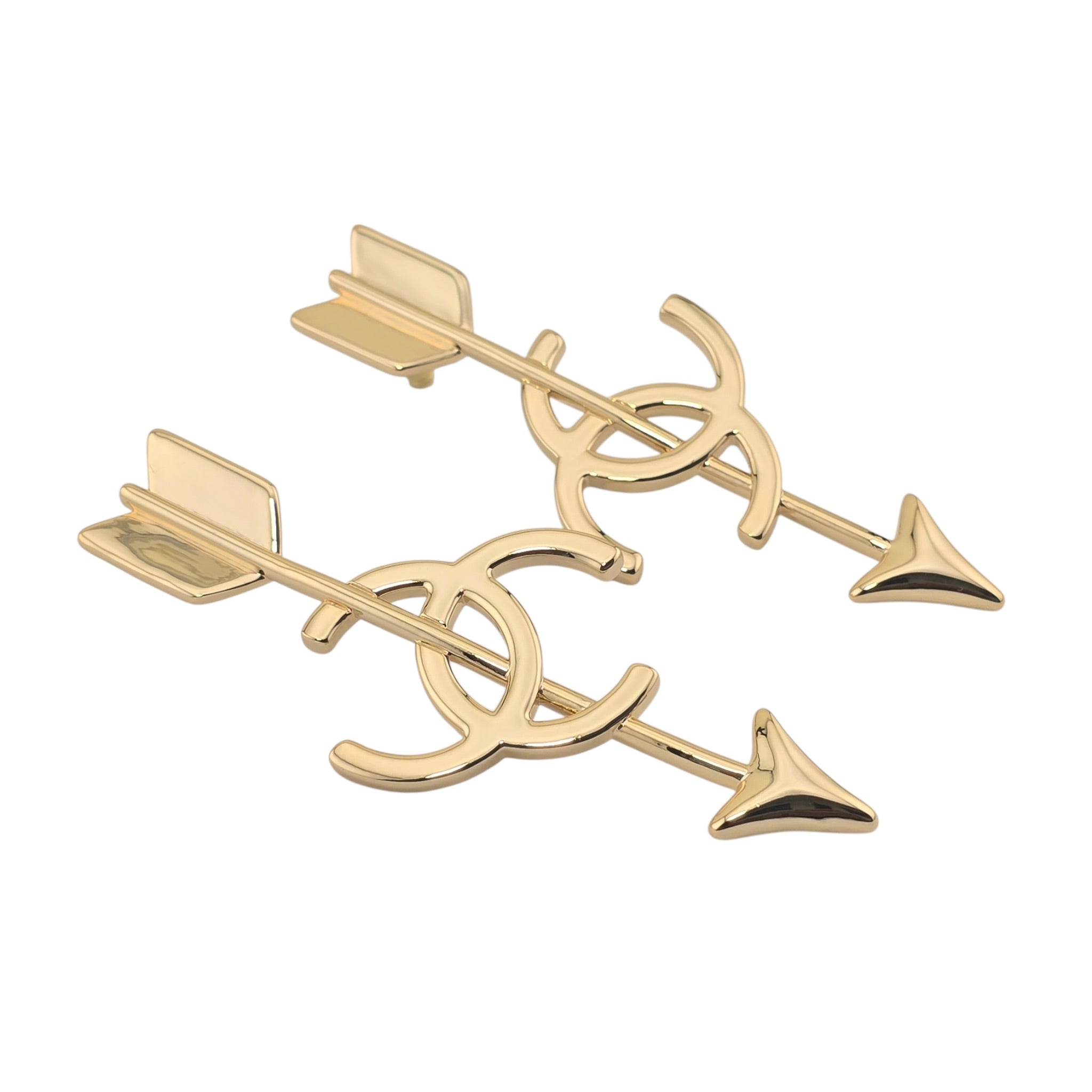 Chanel CC Arrow Large Stud Gold Earrings 2026 SS26