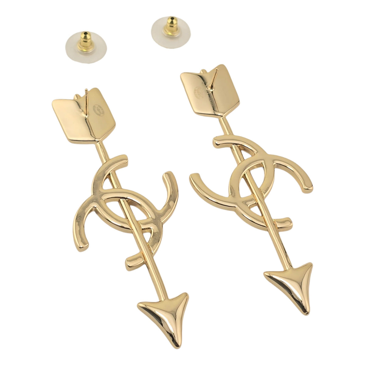 Chanel CC Arrow Large Stud Gold Earrings 2026 SS26 CHANEL