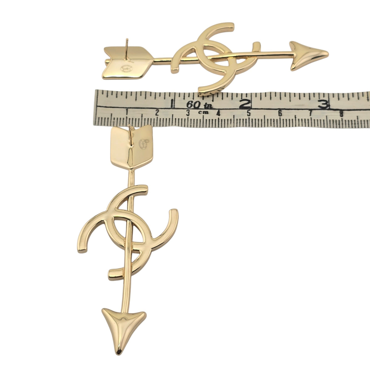 Chanel CC Arrow Large Stud Gold Earrings 2026 SS26 CHANEL