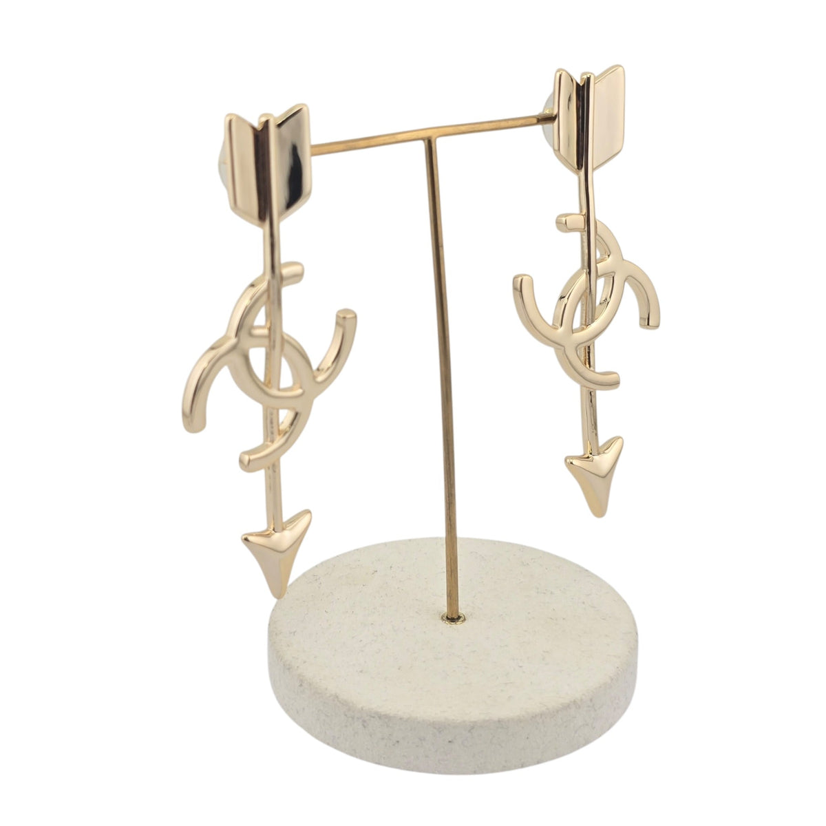 Chanel CC Arrow Large Stud Gold Earrings 2026 SS26 CHANEL