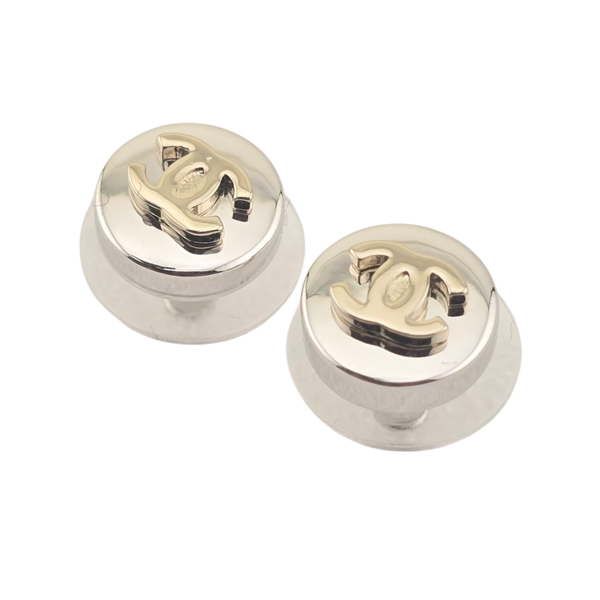 Chanel CC Round Silver Gold Earrings 2026 CHANEL