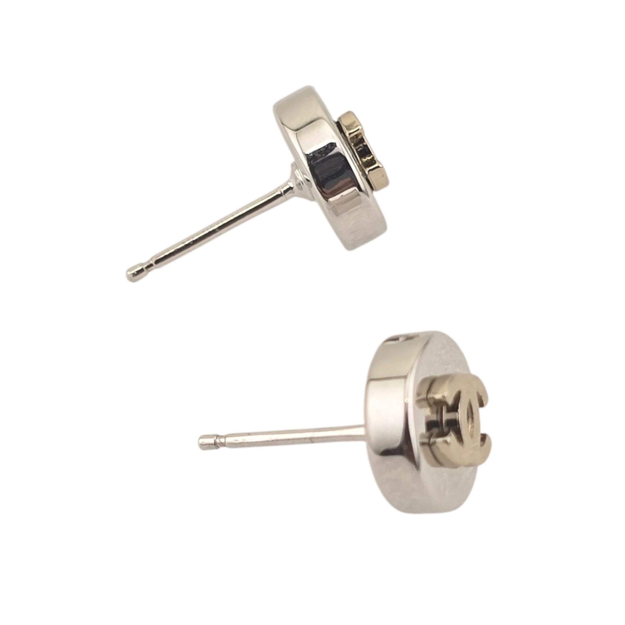 Chanel CC Round Silver Gold Earrings 2026 CHANEL