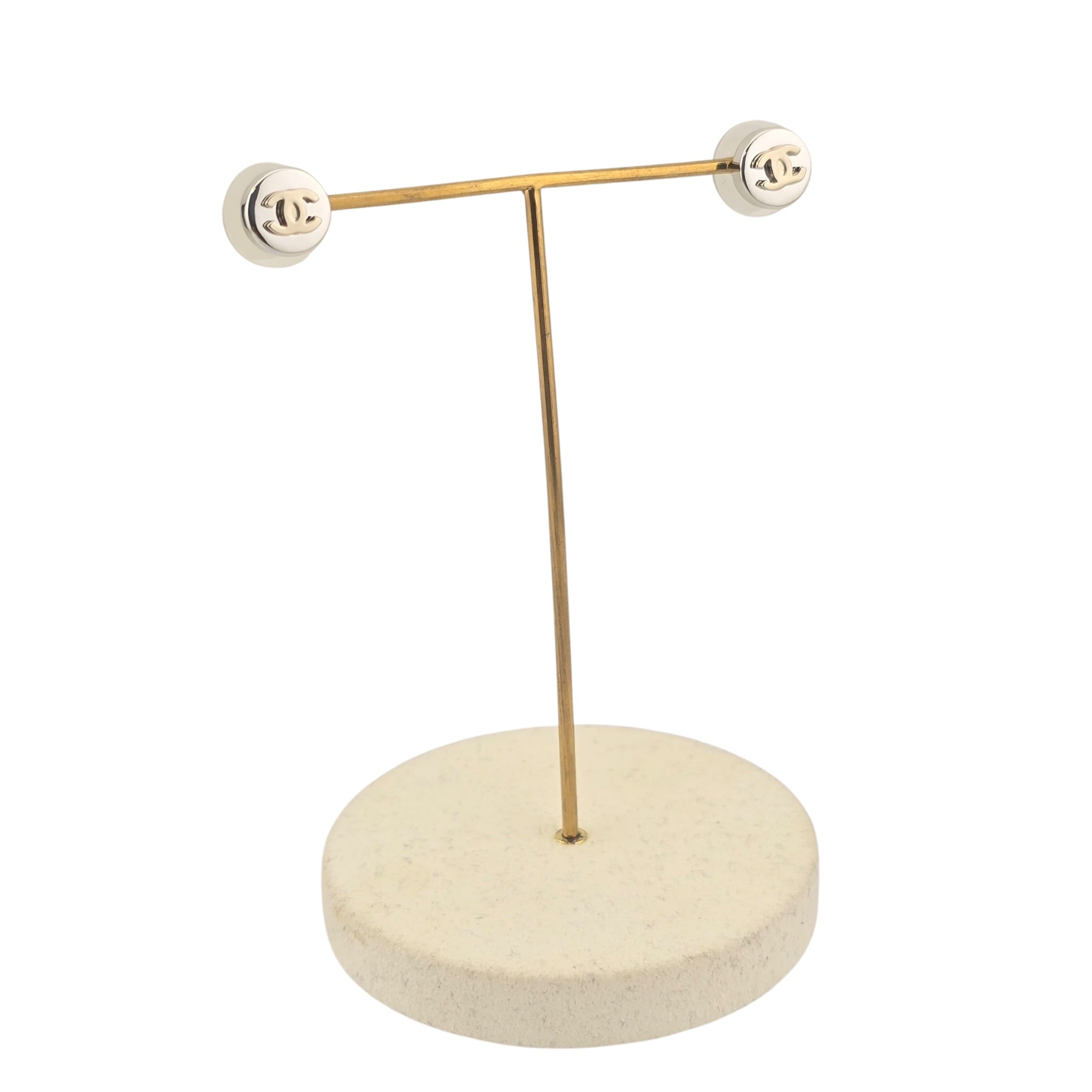 Chanel CC Round Silver Gold Earrings 2026 CHANEL