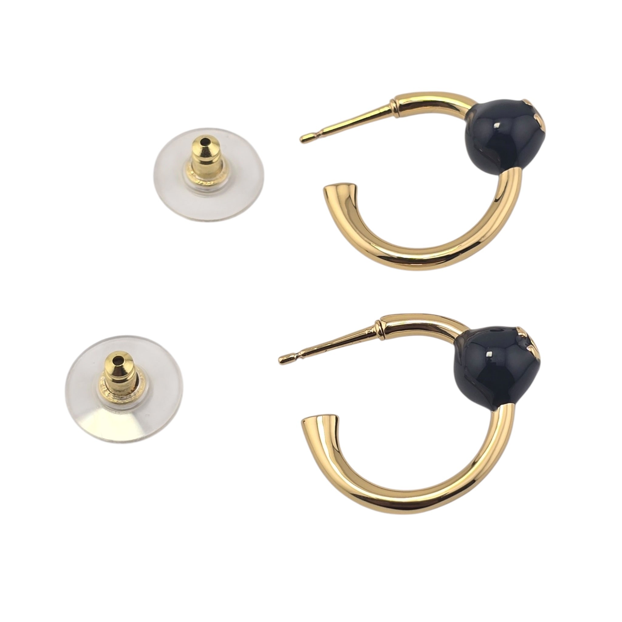 Chanel CC Gold Black Hoop Earrings 2026 CHANEL