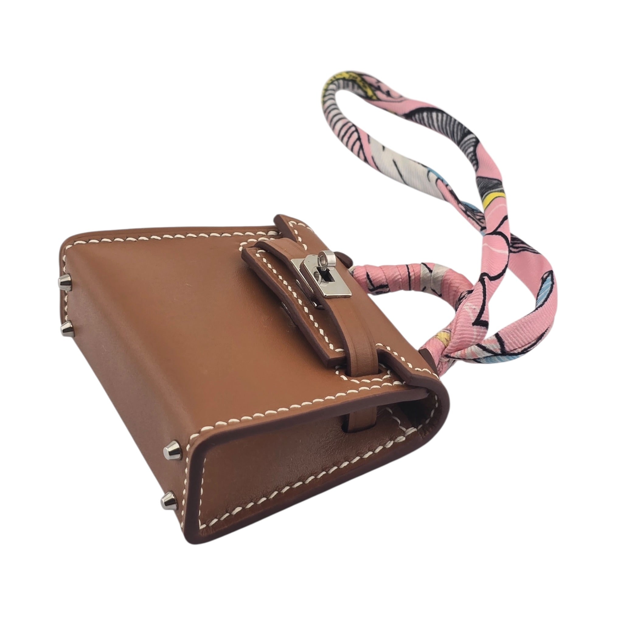 Hermès Tadelakt Mini Kelly Twilly Bag Charm Gold HERMES