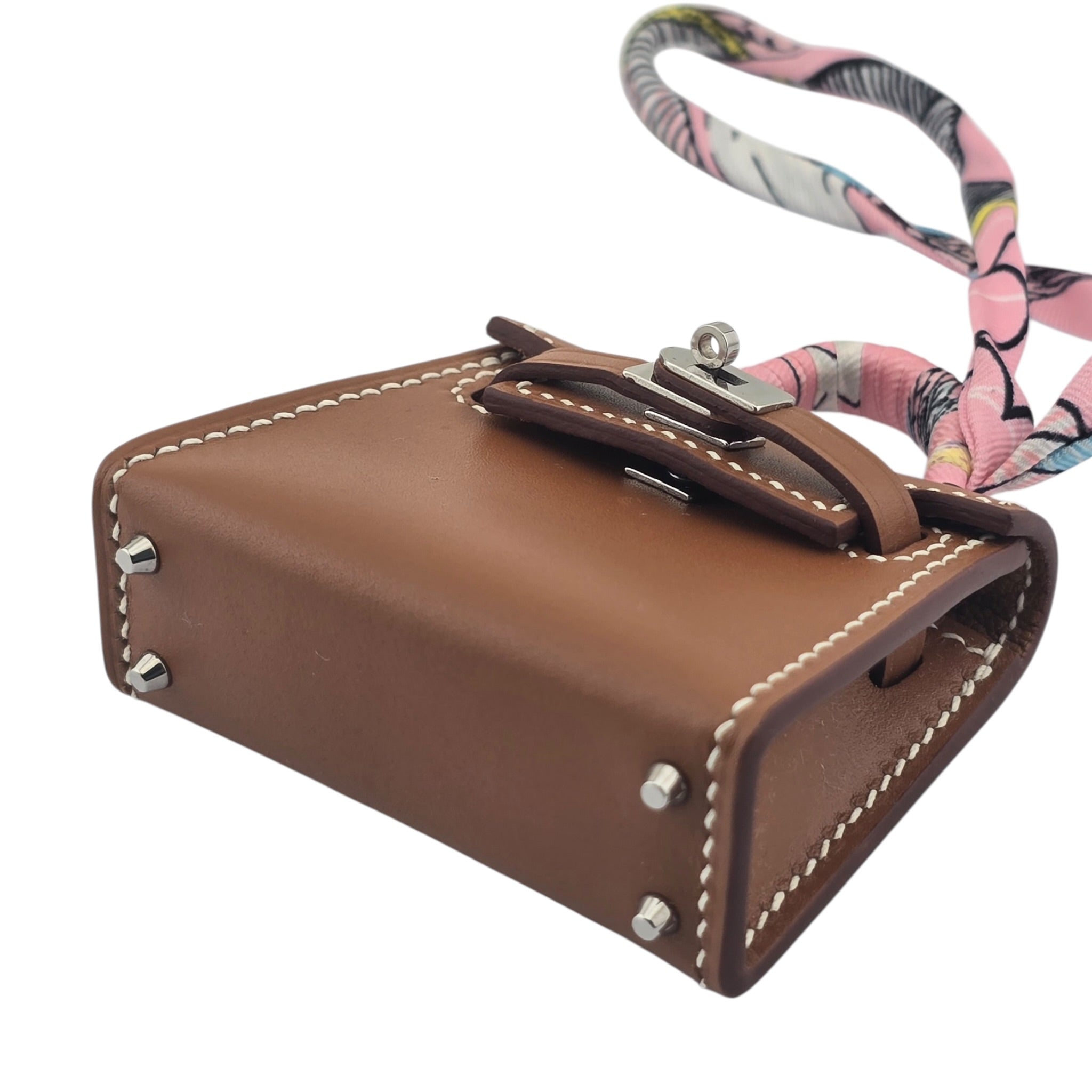 Hermès Tadelakt Mini Kelly Twilly Bag Charm Gold HERMES