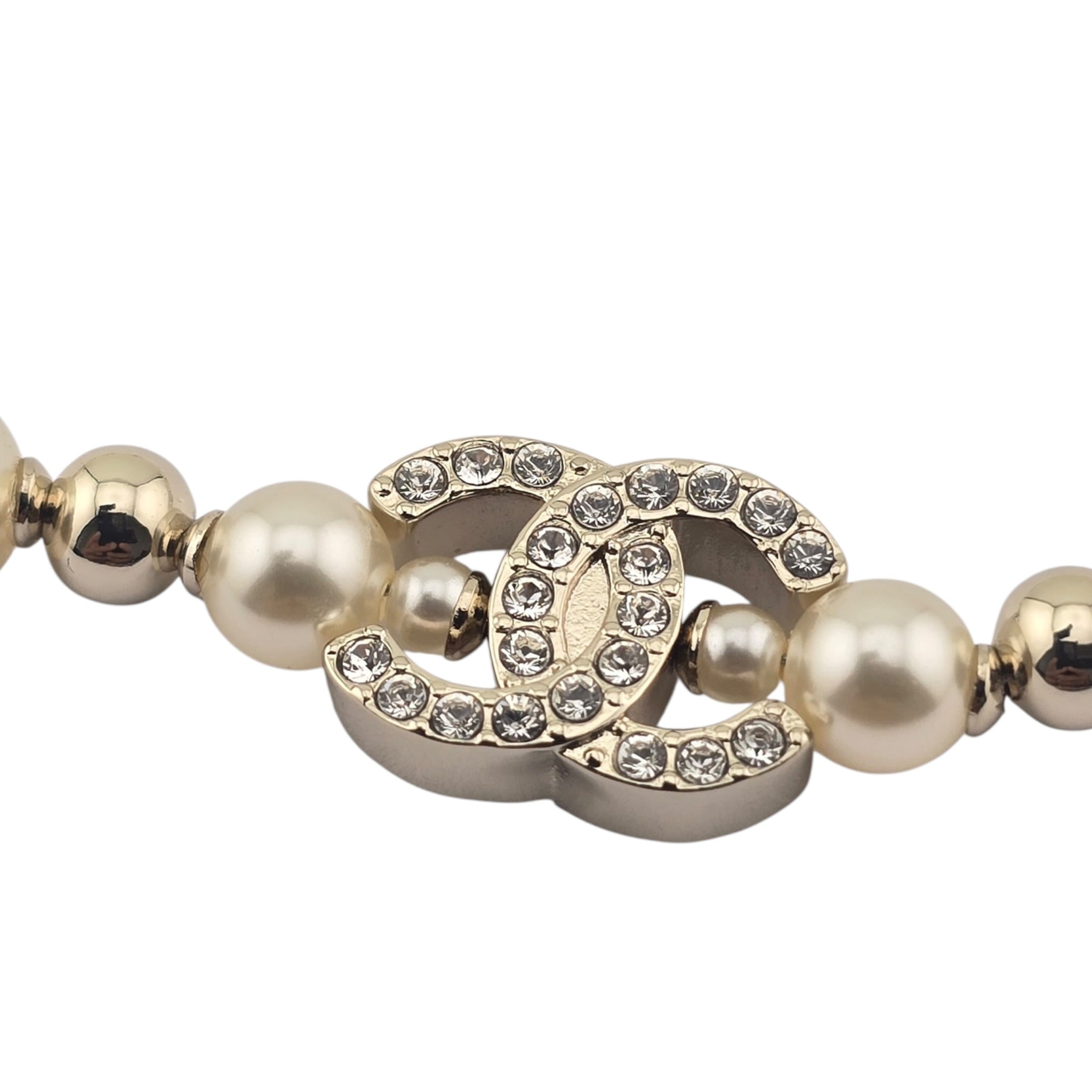 Chanel CC Gold Faux Pearl Star Crystal Choker Necklace 2023 CHANEL