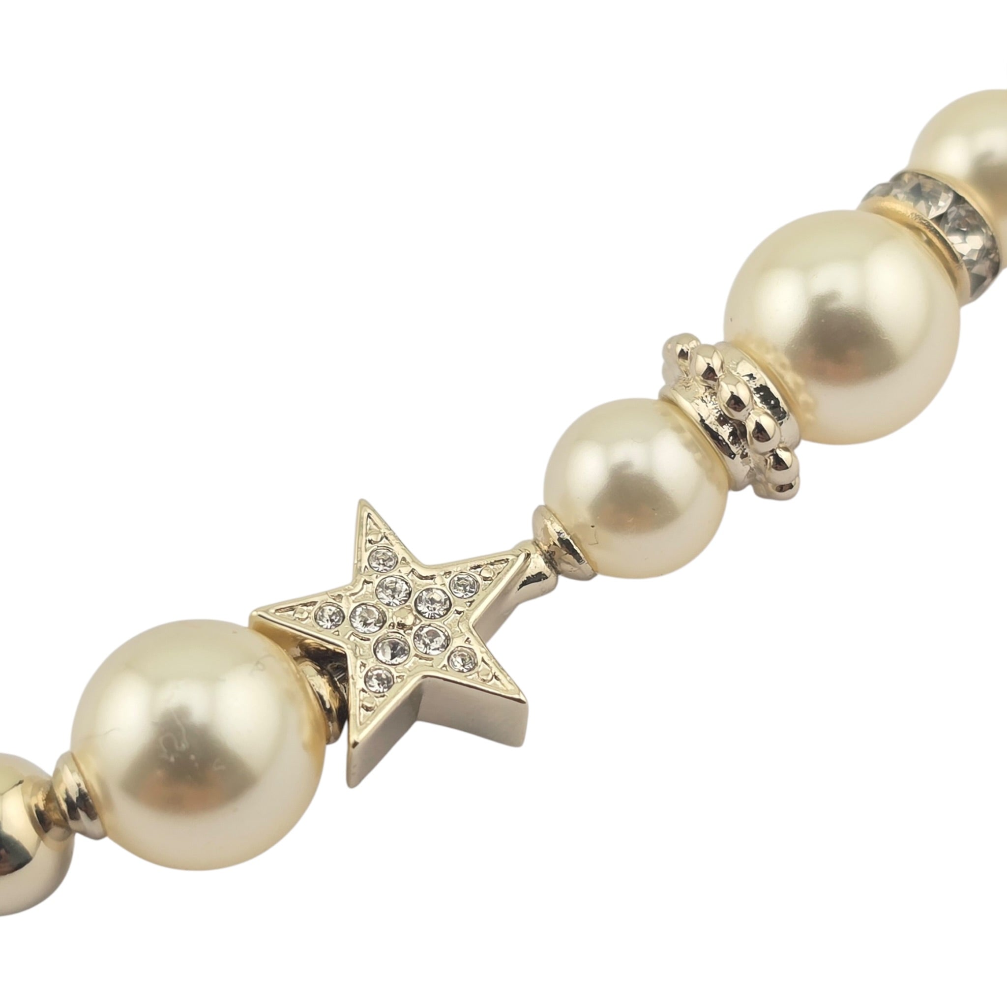 Chanel CC Gold Faux Pearl Star Crystal Choker Necklace 2023 CHANEL