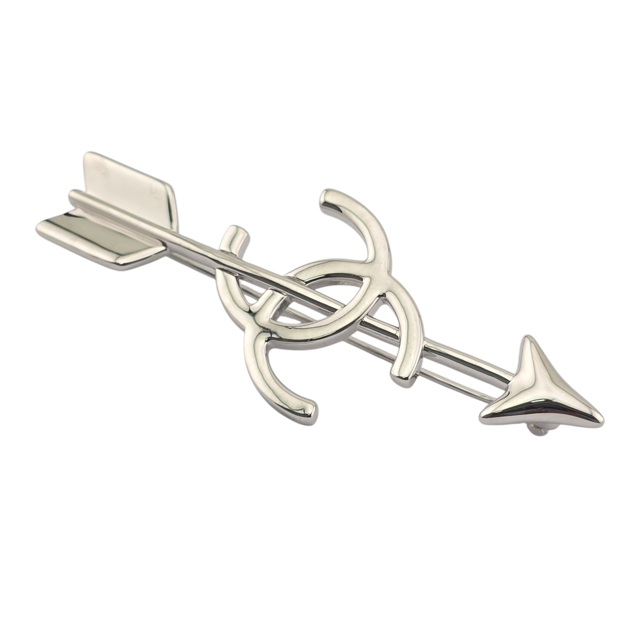 Chanel CC Arrow Silver Brooch 2026 SS26 CHANEL
