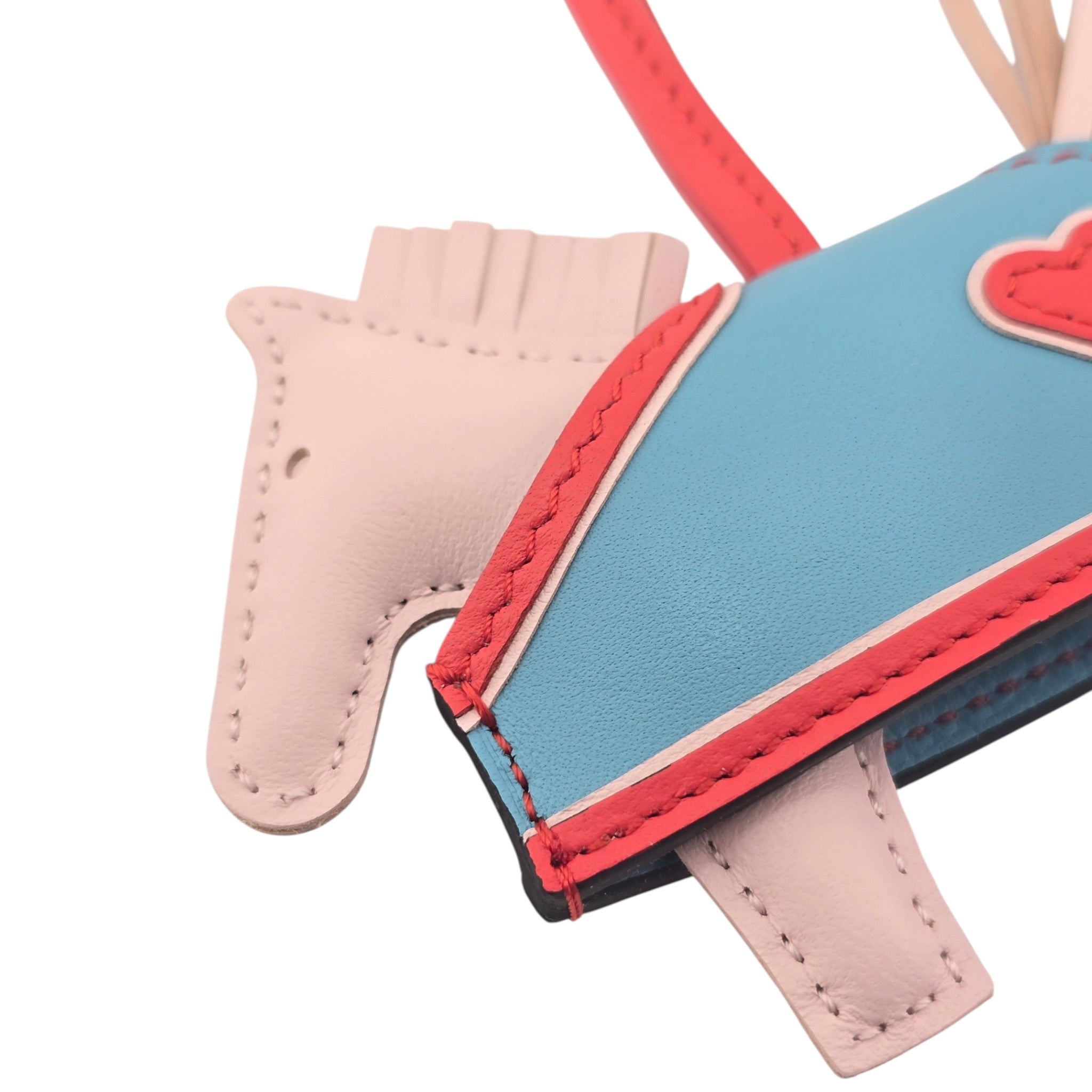Hermès Rodeo Robeo Coeur Bag Charm PM Rose Darling, Bleu Celeste & Rouge Radieux Milo Lambskin HERMES