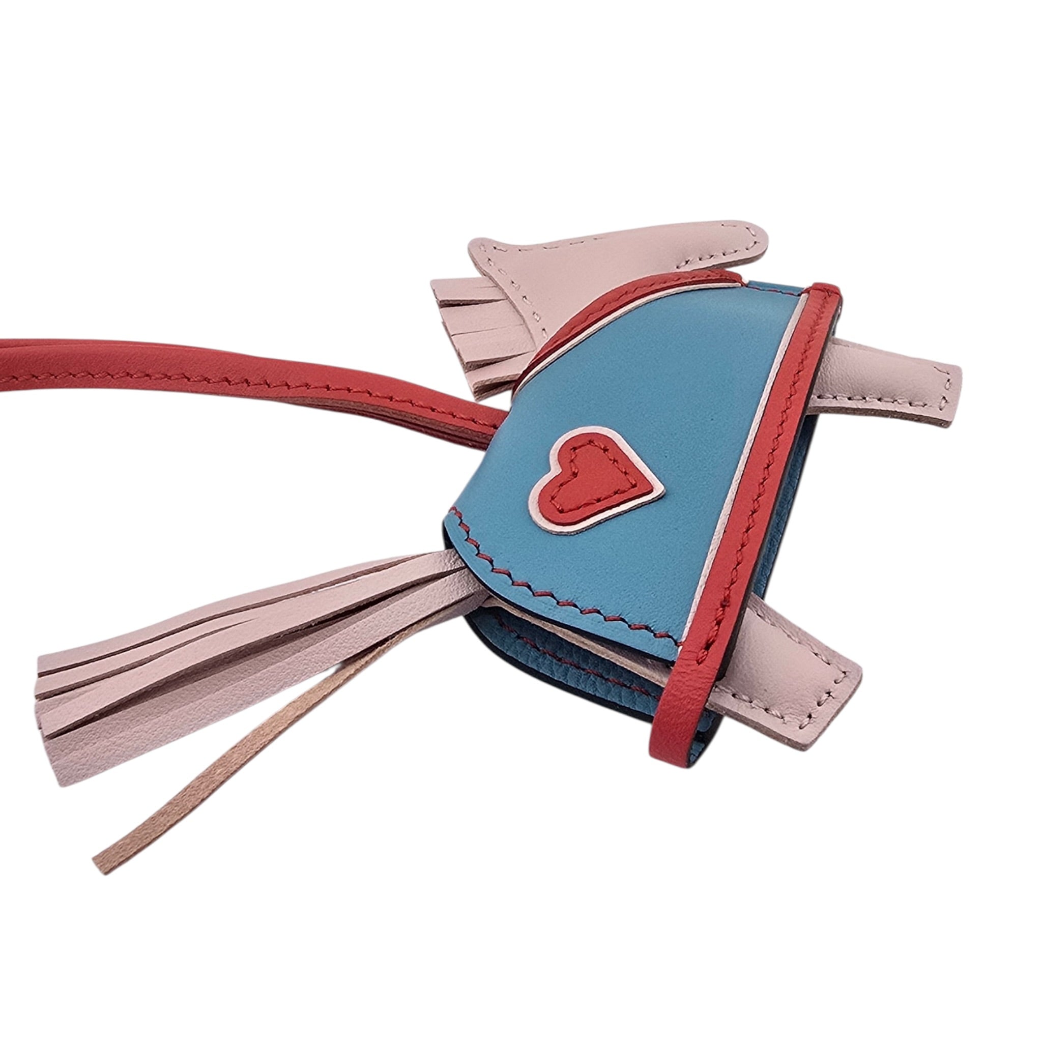 Hermès Rodeo Robeo Coeur Bag Charm PM Rose Darling, Bleu Celeste & Rouge Radieux Milo Lambskin HERMES