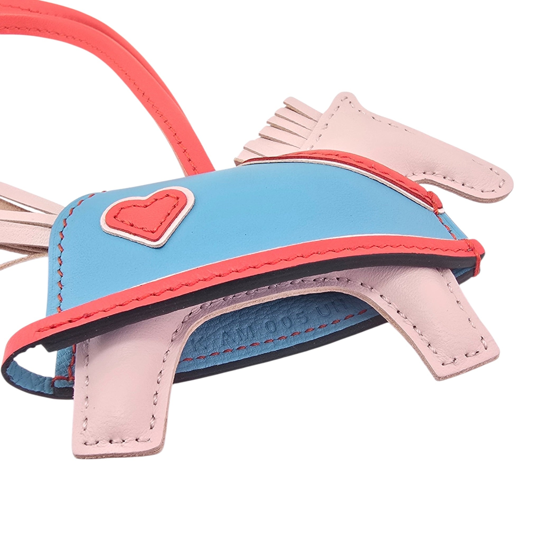 Hermès Rodeo Robeo Coeur Bag Charm PM Rose Darling, Bleu Celeste & Rouge Radieux Milo Lambskin HERMES