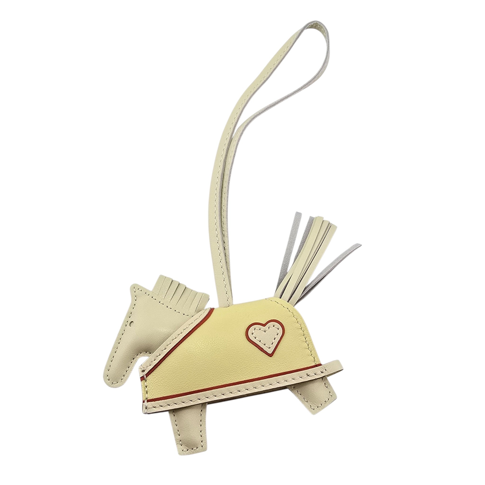 Hermès Rodeo Robeo Coeur Charm PM Craie, Jaune Milton & Rouge Radieux Milo Lambskin HERMES