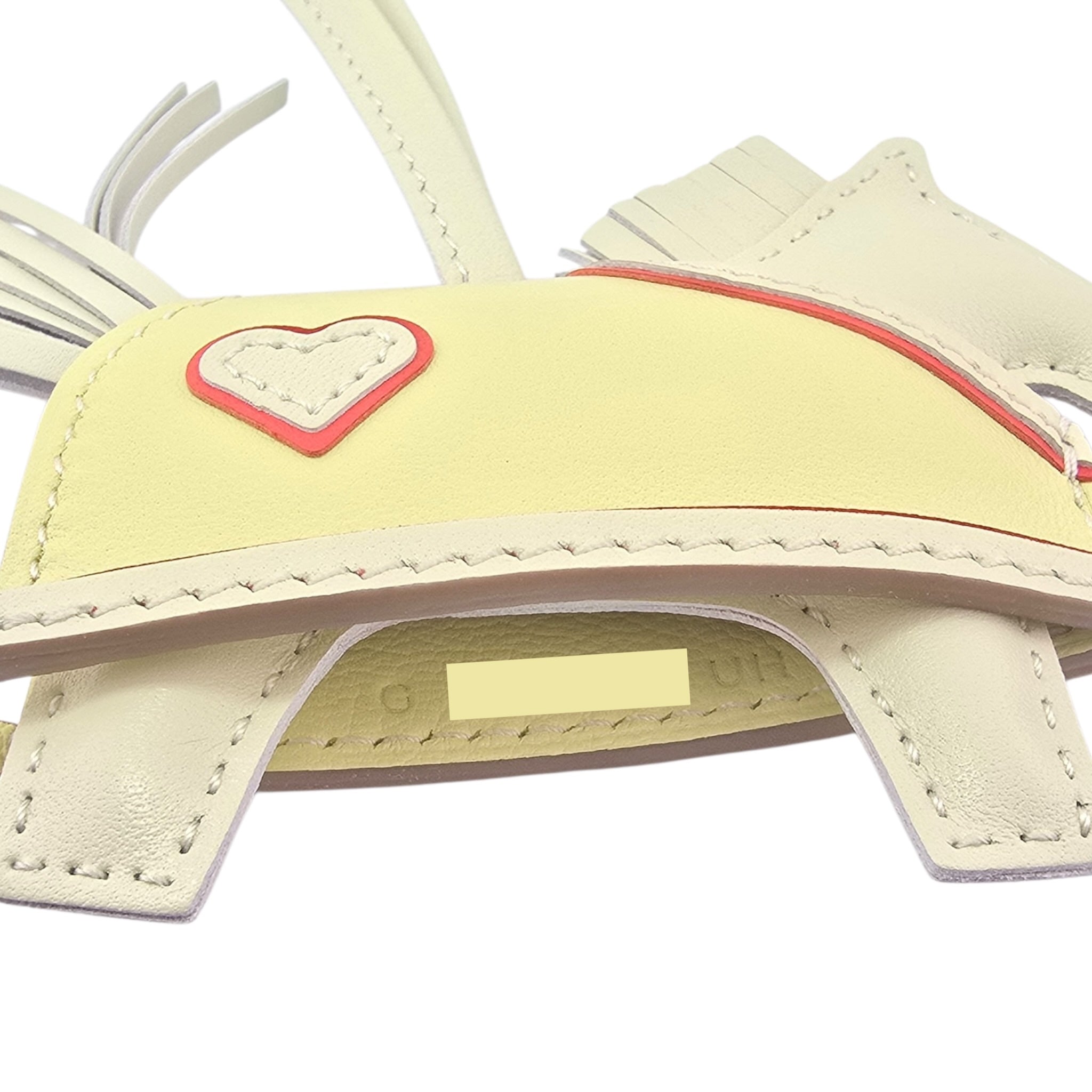 Hermès Rodeo Robeo Coeur Charm PM Craie, Jaune Milton & Rouge Radieux Milo Lambskin HERMES