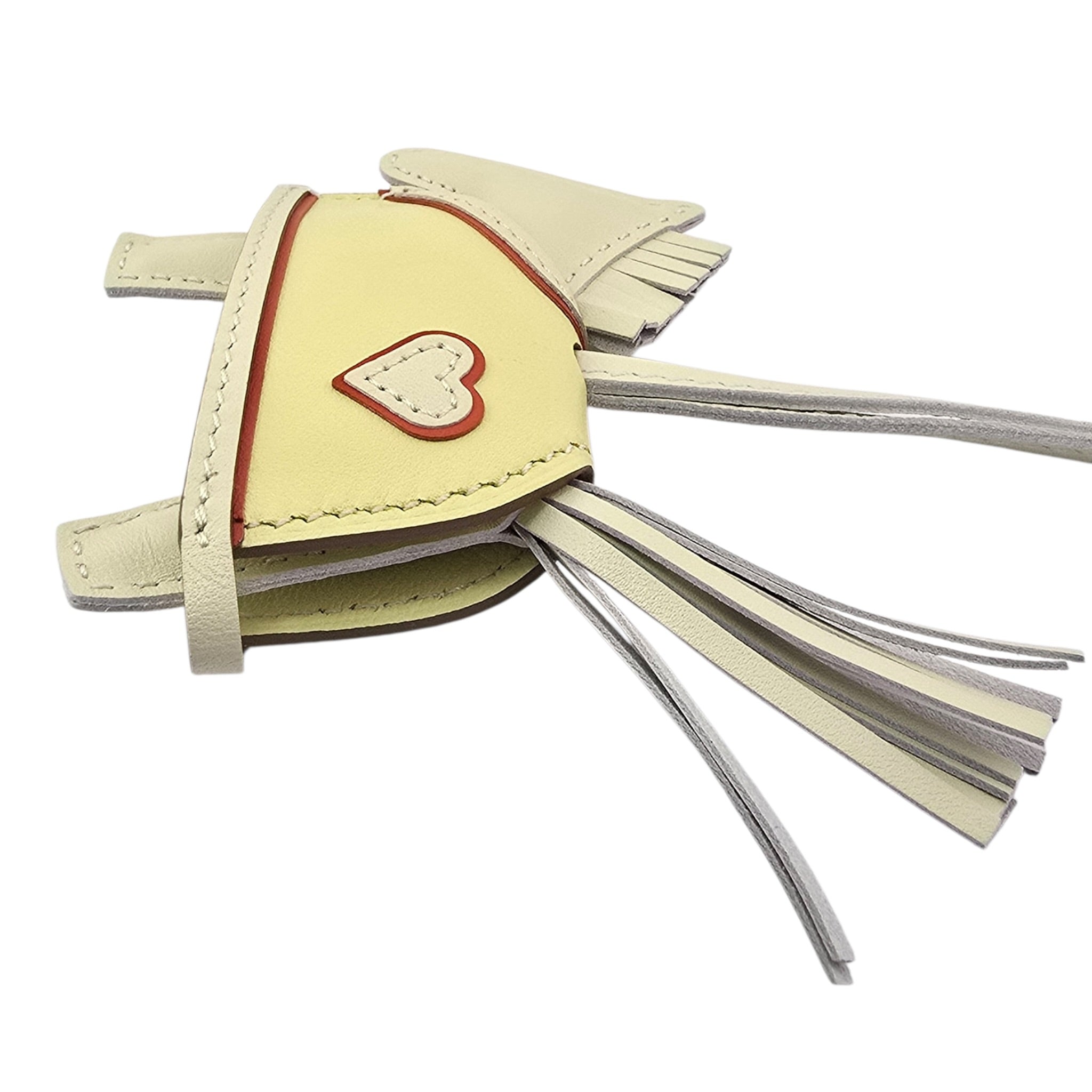 Hermès Rodeo Robeo Coeur Charm PM Craie, Jaune Milton & Rouge Radieux Milo Lambskin HERMES