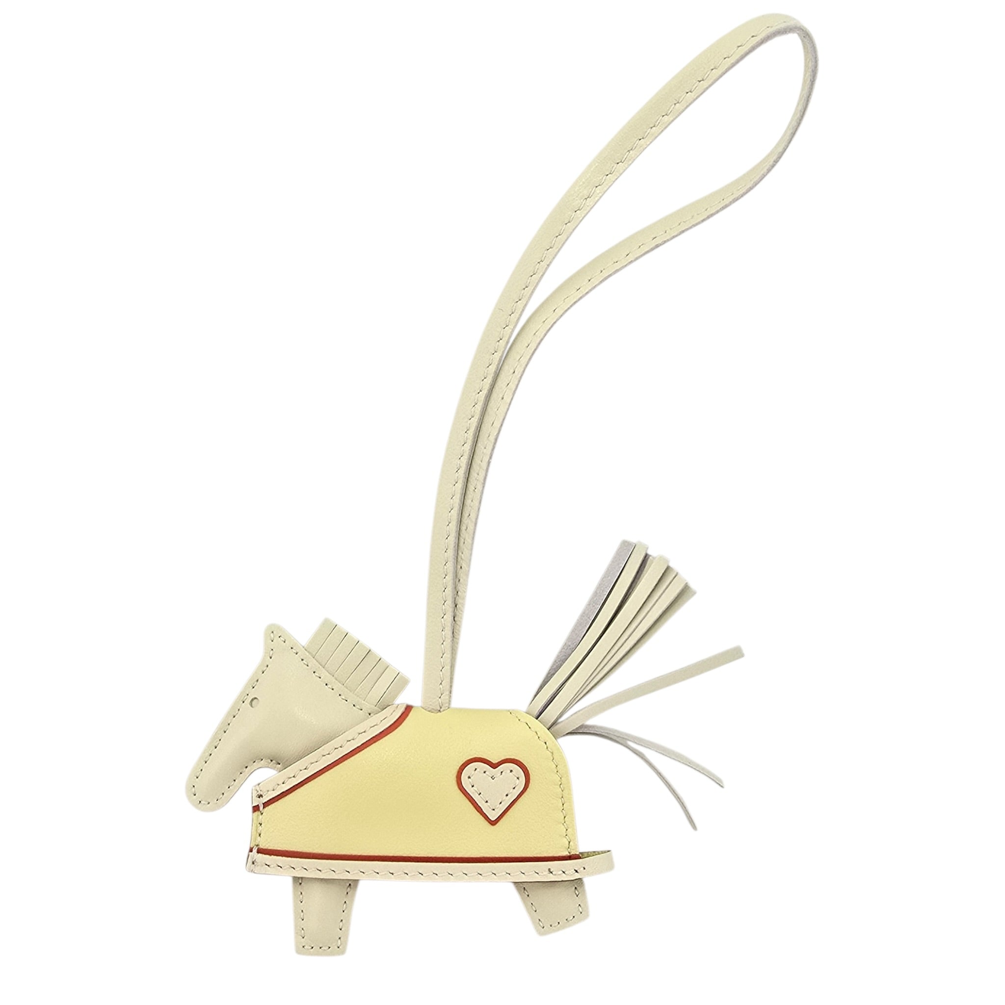 Hermès Rodeo Robeo Coeur Charm PM Craie, Jaune Milton & Rouge Radieux Milo Lambskin HERMES