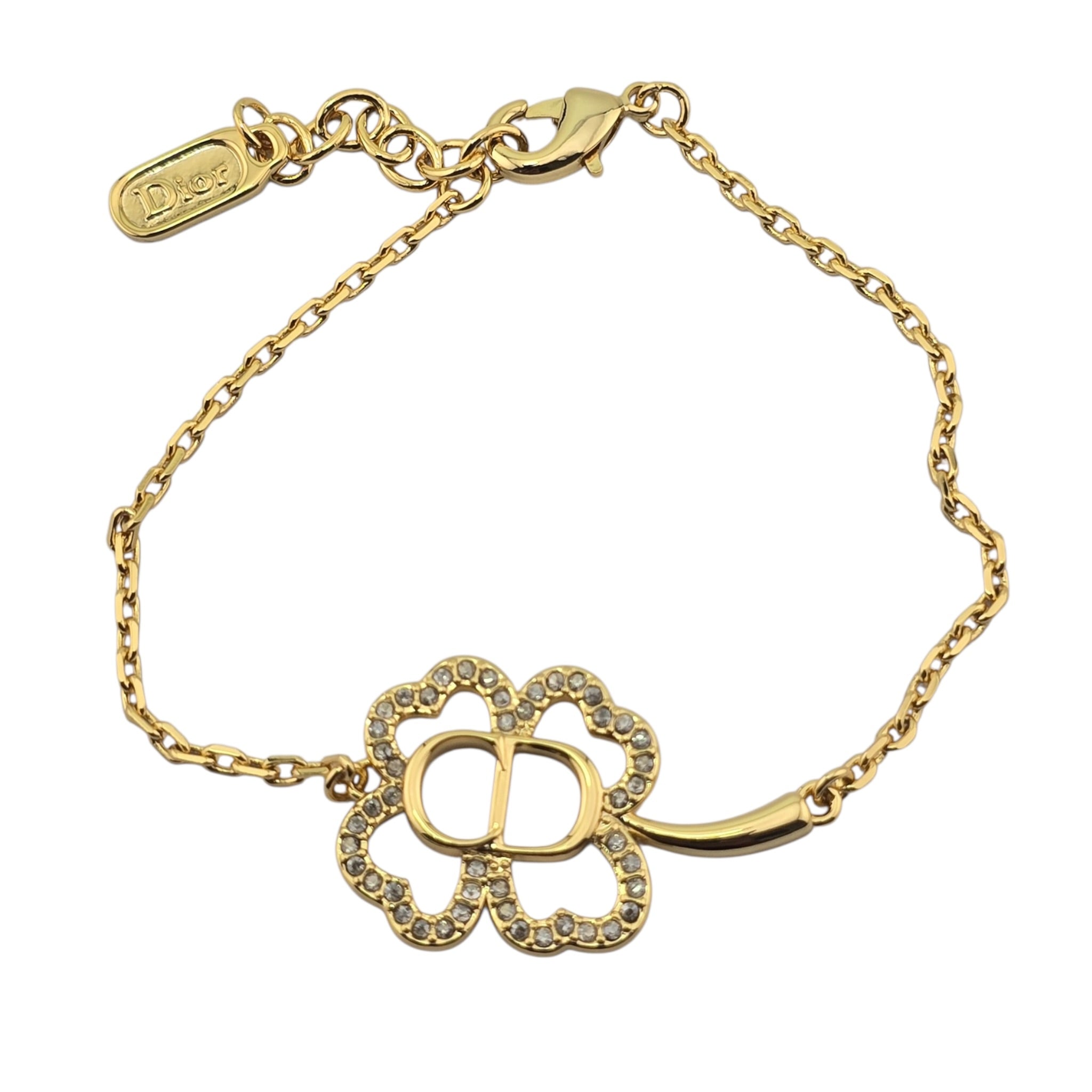 Christian Dior CD Shiny Clover Pendant Bracelet DIOR