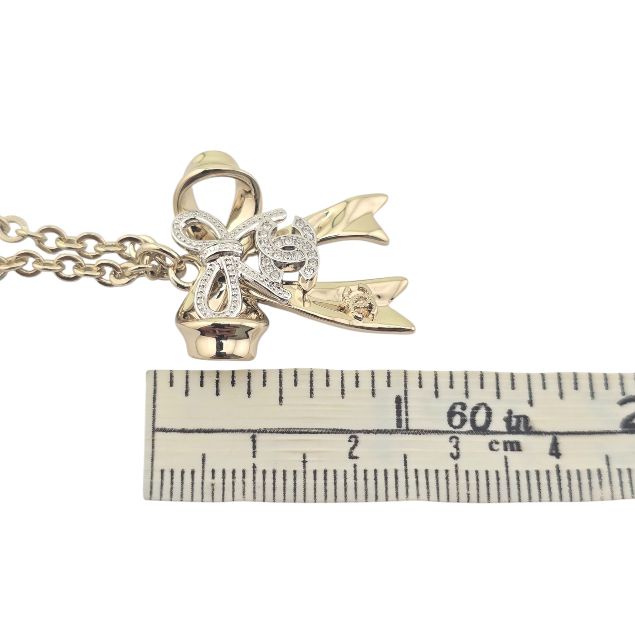 Chanel CC Gold Bow Crystal Necklace 2025 CHANEL