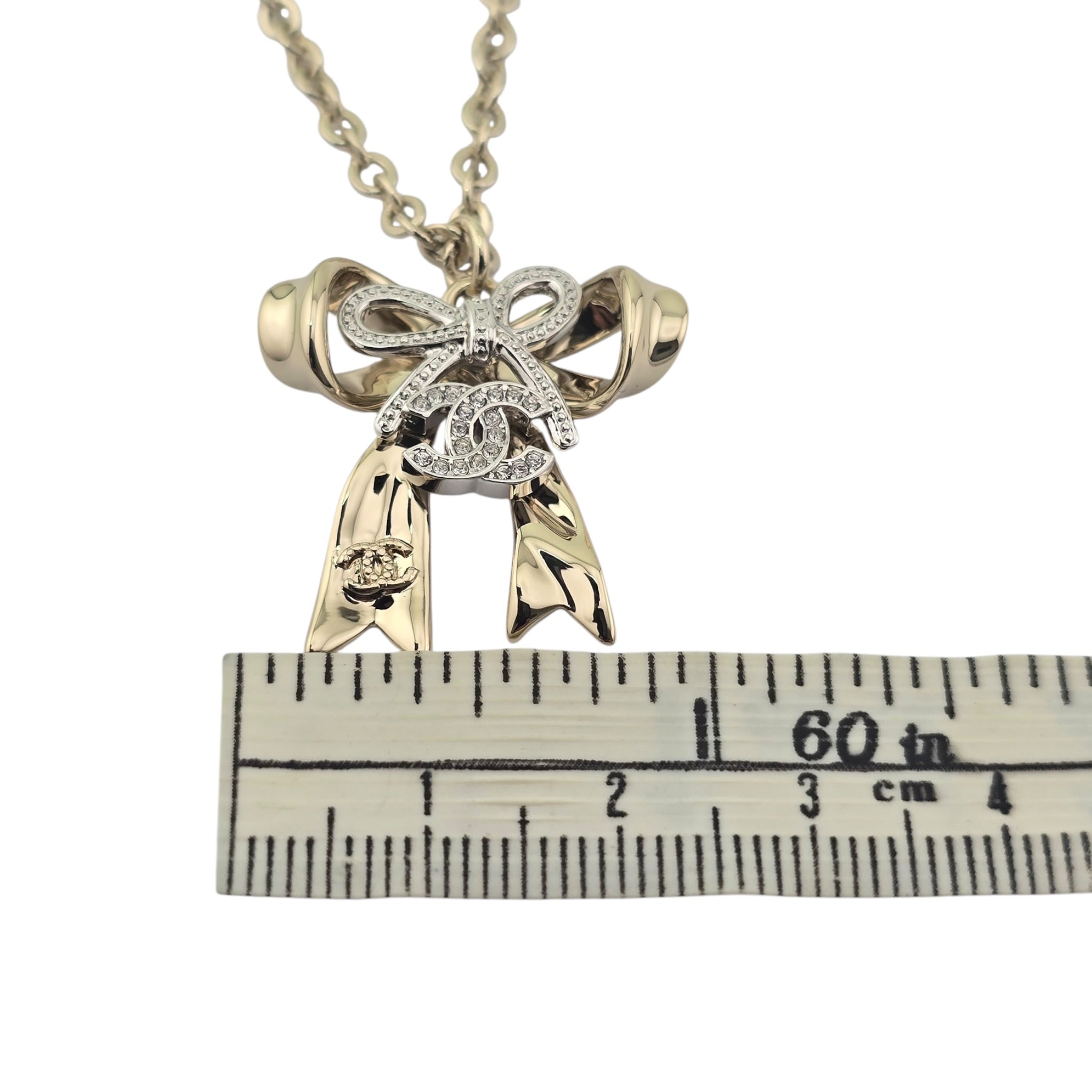 Chanel CC Gold Bow Crystal Necklace 2025 CHANEL