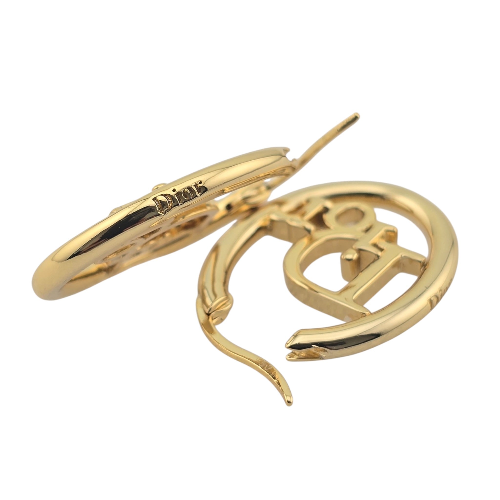 Christian Dior Oblique Gold Hoop Earrings DIOR