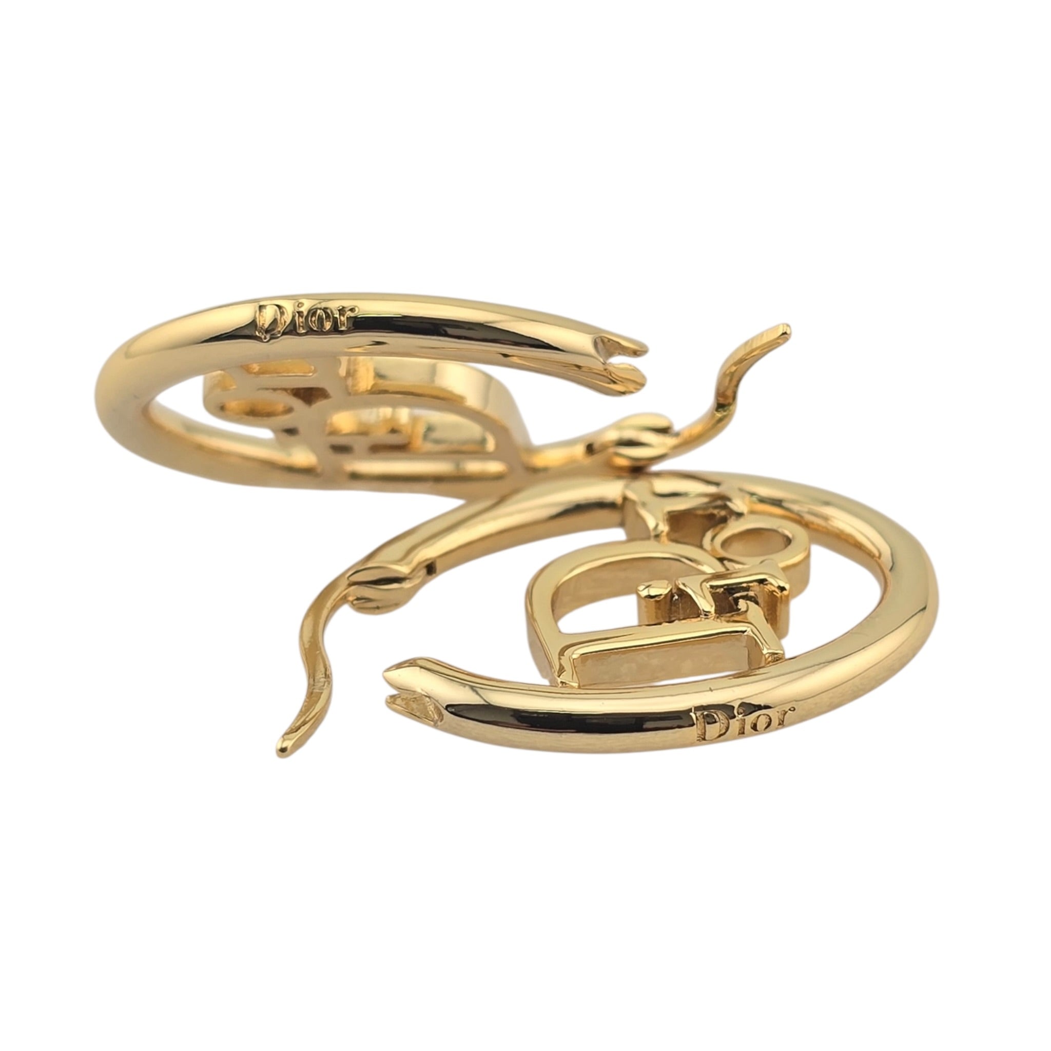 Christian Dior Oblique Gold Hoop Earrings DIOR